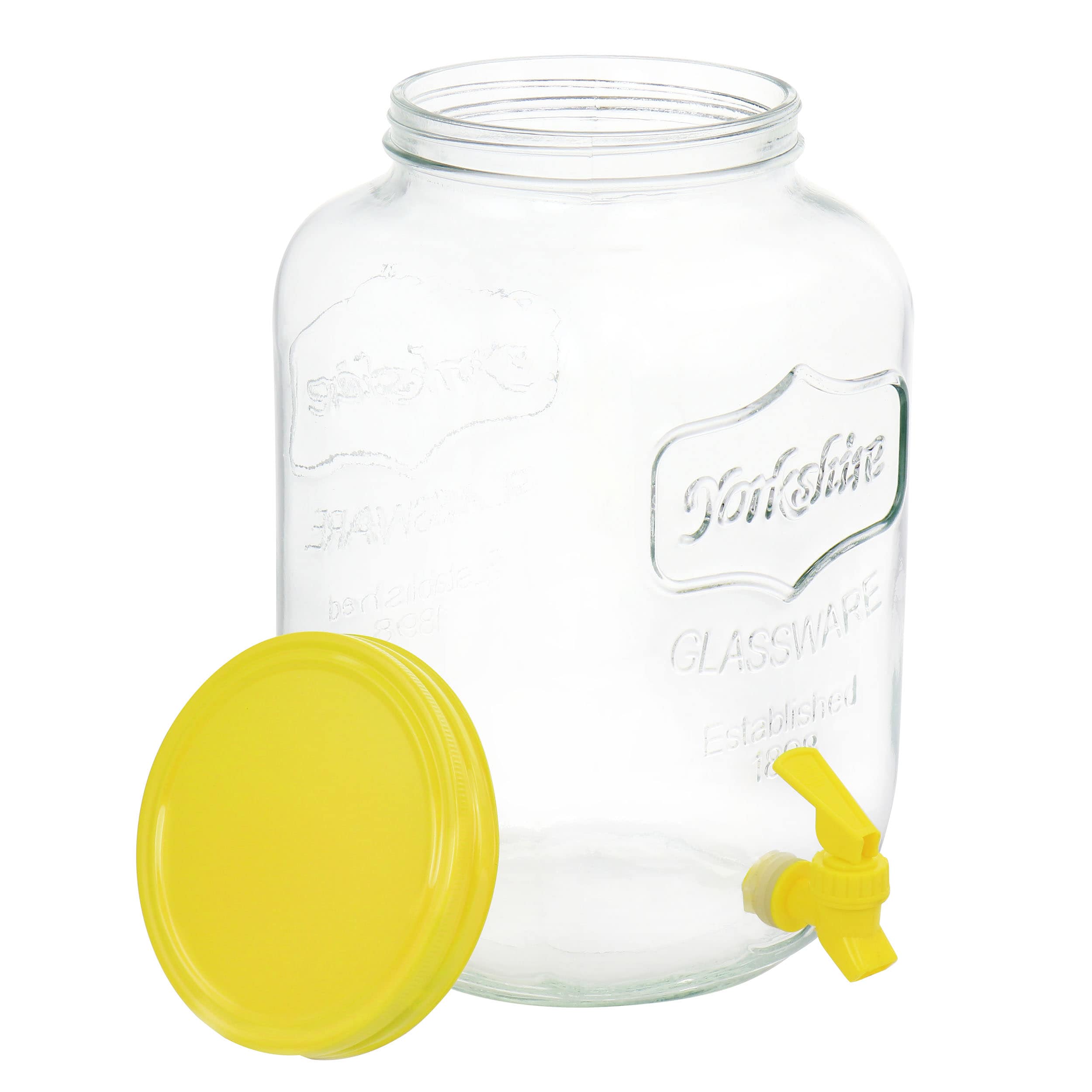 Gibson Home Chiara 2 Gallon Mason Cold Drink Dispenser with Yellow Metal  Base - Glass Material - Includes Stand and Plastic Spigot in the Beverage  Dispensers department at