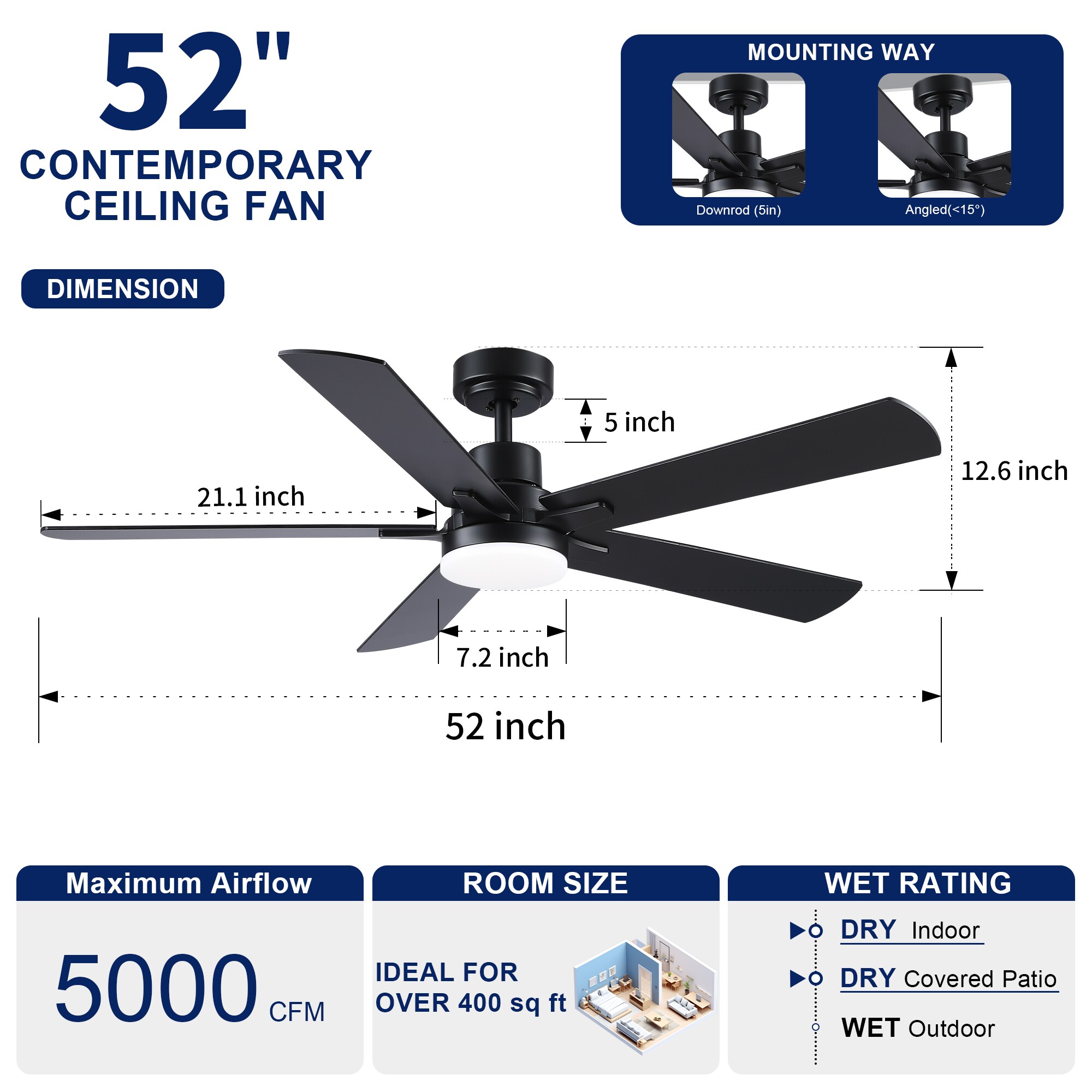 Sevenine 52LS3P1170ABK Ceiling-Fans - View #4