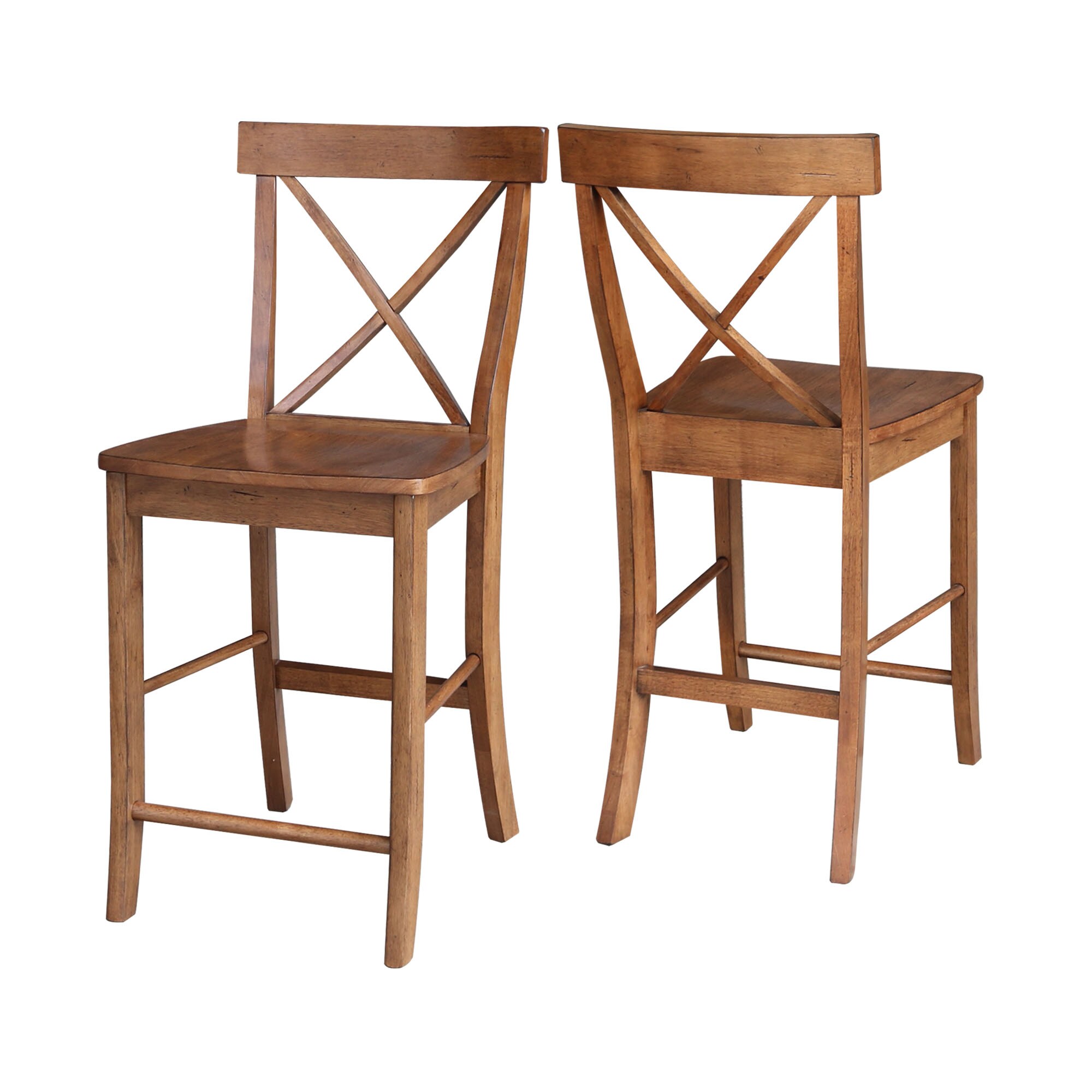 Distressed Oak 24" X-Back Counter Height Stool