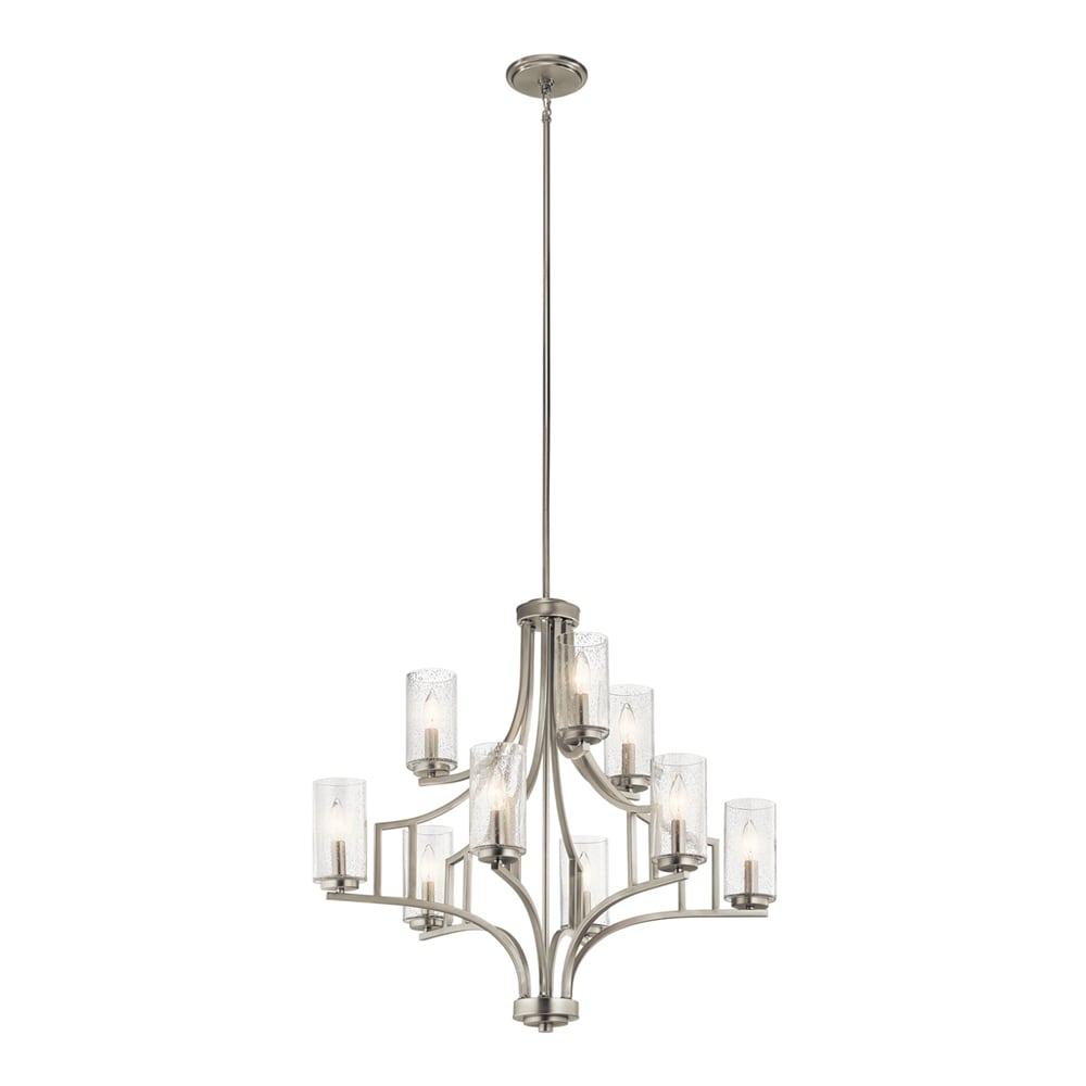 Kichler 44073NI Vara 9 -Light Polished Nickel Traditional For Use in Bedrooms, Dining Rooms, Foyers, Kitchens, Living Rooms Chandelier