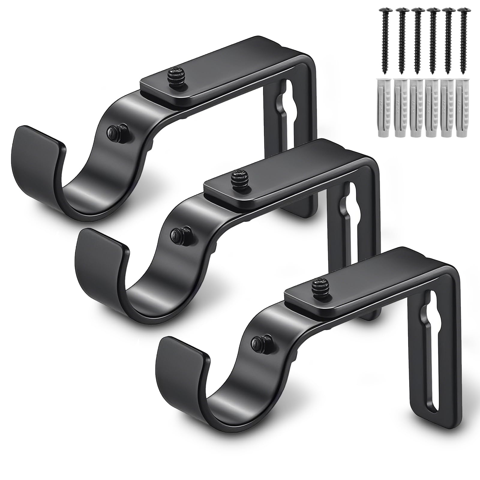 Etokfoks -  Curtain Rod Bracket Adjustable Drapery Rod Holder Hooks Support Hangers for 1 in Diam...