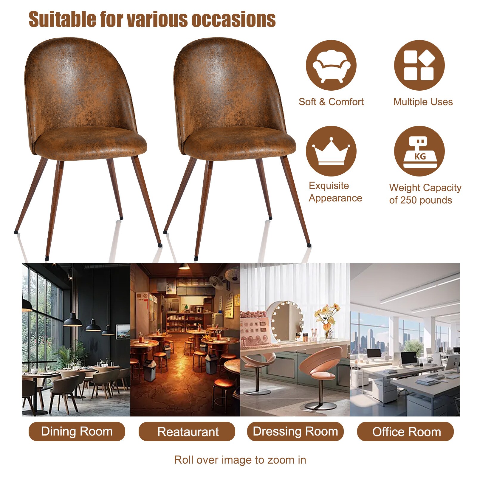 Homy Casa HAVEN BROWN 4PK Dining-Chairs - View #8