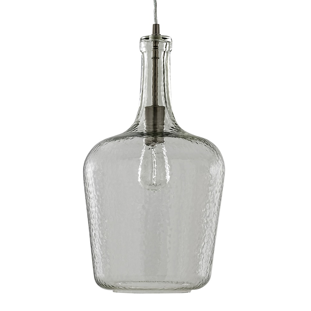 Aged Bronze Traditional Clear Glass Jar Mini Hanging Pendant Light | - allen + roth 34749