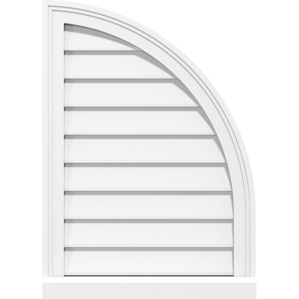 Ekena Millwork GVPQR36X4203SN 36-Inches x 42-Inches Off-white Round top PVC Gable Louver Vent