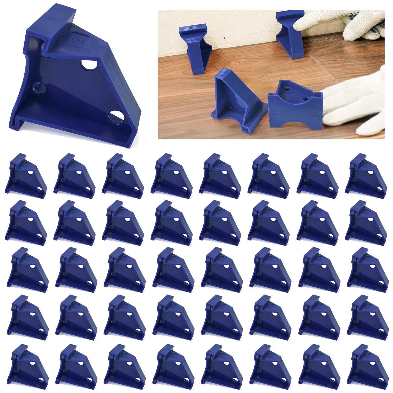 DYRCJ  Flooring Spacers 40 Pack Double Gap 1 quarter in and 1 half in for Laminate Vinyl Hardwood and LVT Floor Installation