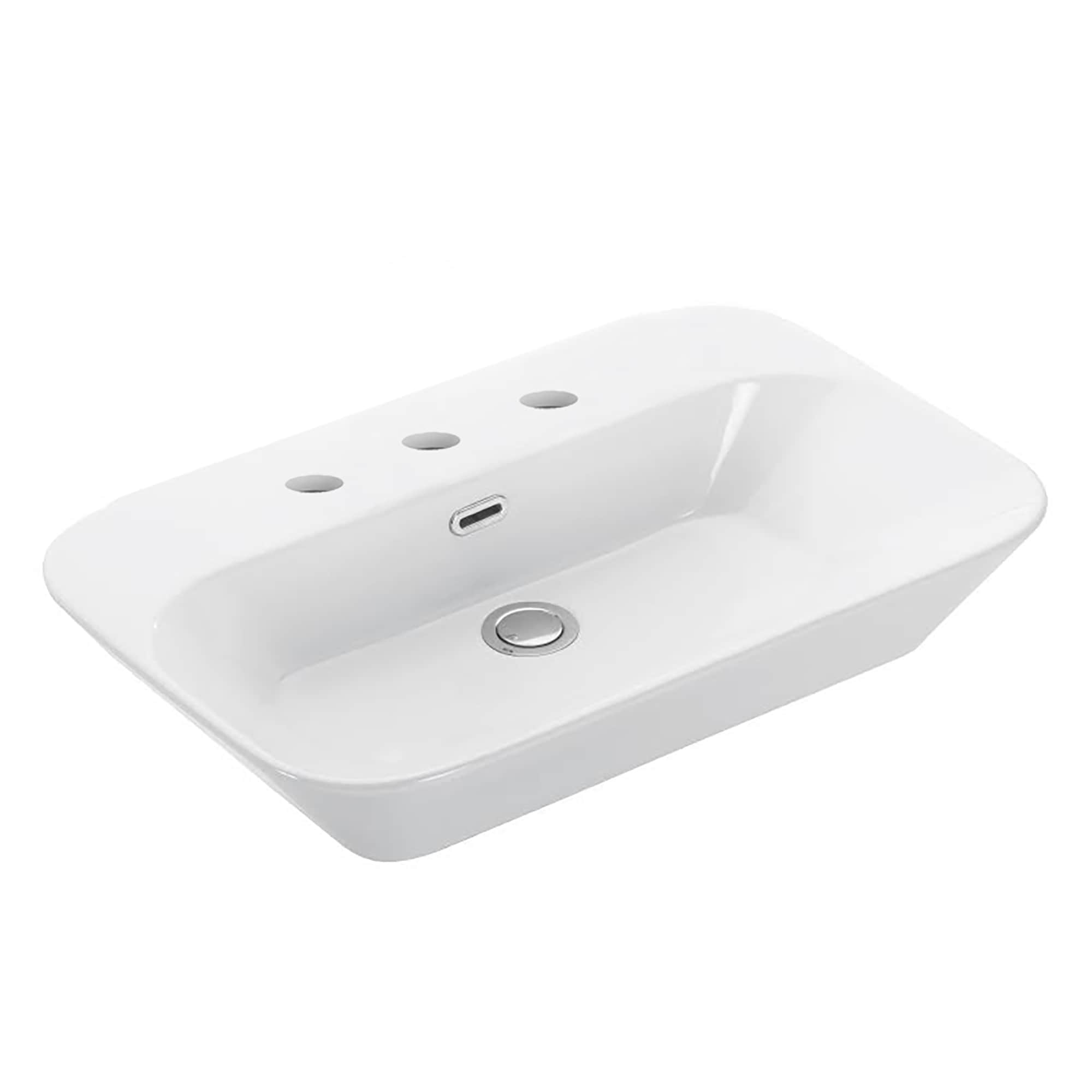 WS Bath Collections EDGE 4465.03 Edge Ceramic 17.3-in Wall-mount Rectangular Modern Ceramic white Bathroom Sink