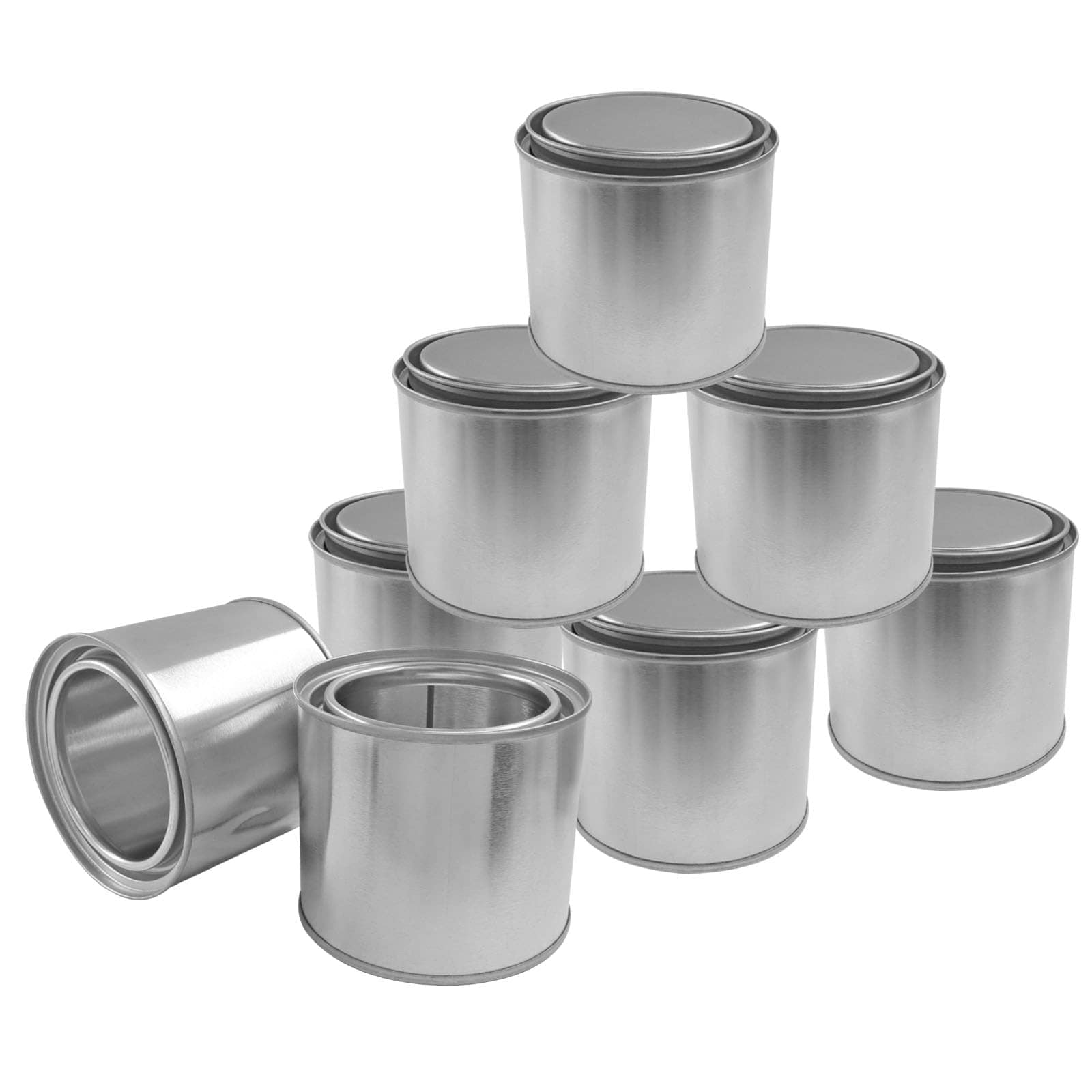 KIWDZFU  8 Pack Half Pint Paint Cans with Lids Empty Metal Paint Buckets for Storage and Craft Projects durable home and garden accessory