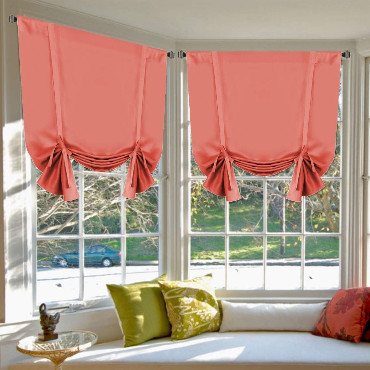 H.Versailtex  Coral RodPocket TieUp Valance Short RomanBalloon Style 42 x 63 in
