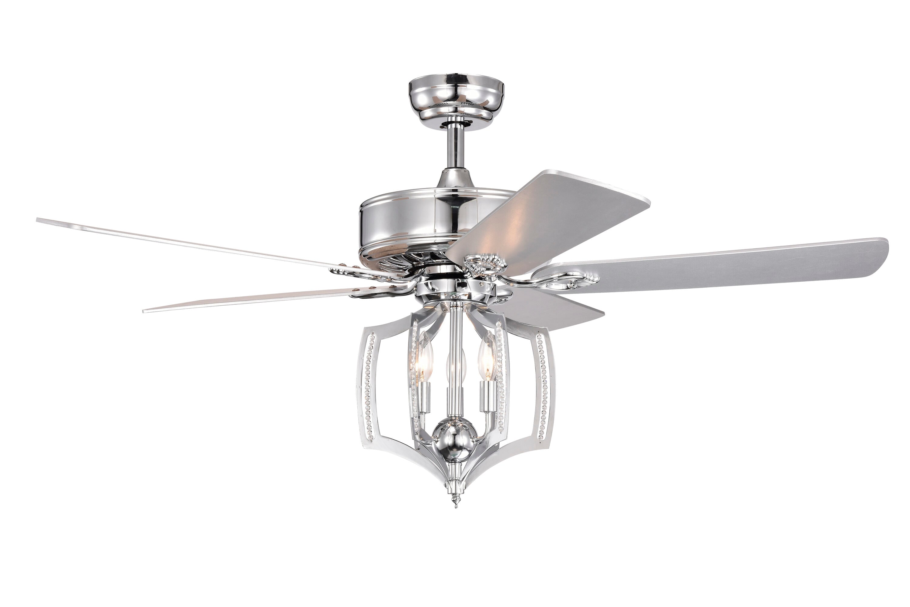 Flynama HEM-L-6041REMO/CH 52-in Chrome with PLY Blades Ceiling Fan With Light - Remote Included ( 5 -Blade )