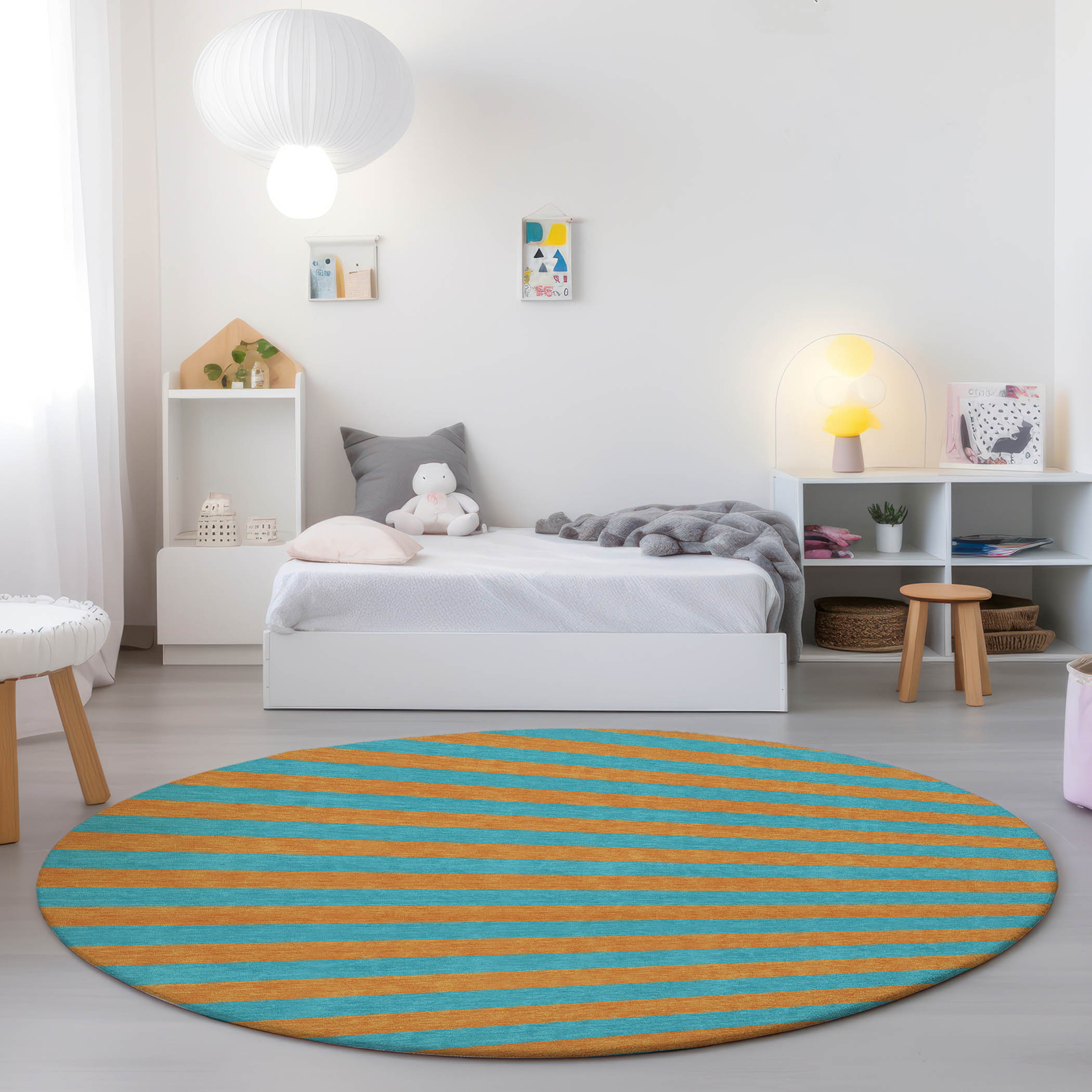 Addison Rugs ACN530AQ8RO Chantille ACN530AQ 8 x 8 (ft) Polyester Aqua Round Indoor/Outdoor Stripe Machine washable Area rug