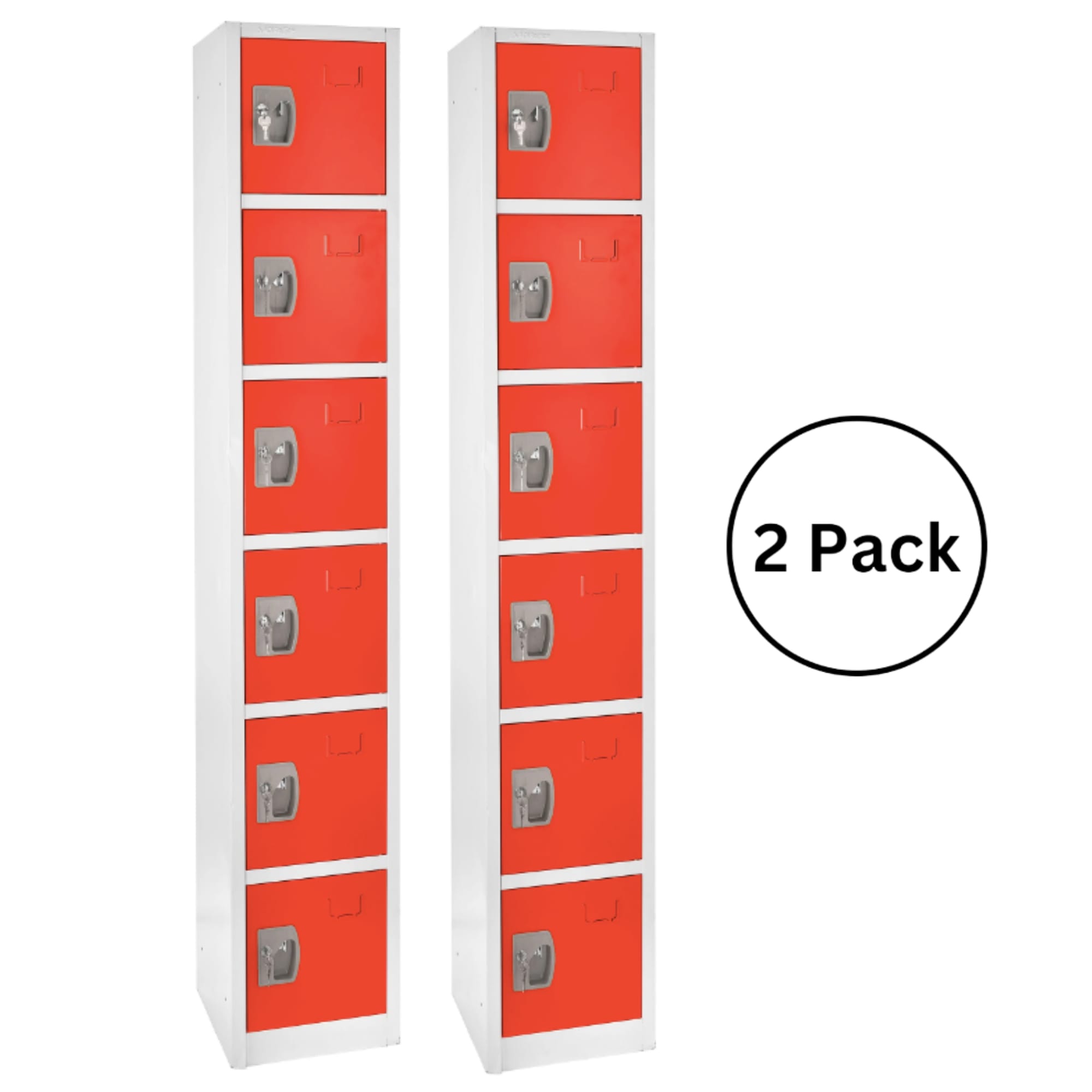 AdirOffice 629-206-RED-2PK 629 Series Set of 2 12-in W x 72-in H x 12-in D Steel Full Storage Lockers