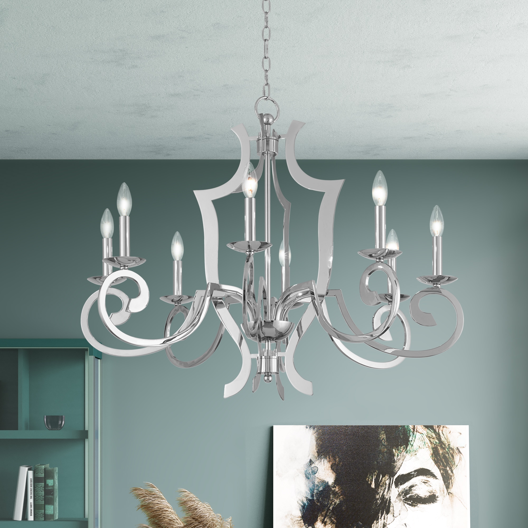Aldrich 32.5" Polished Chrome 8-Light Candelabra Chandelier