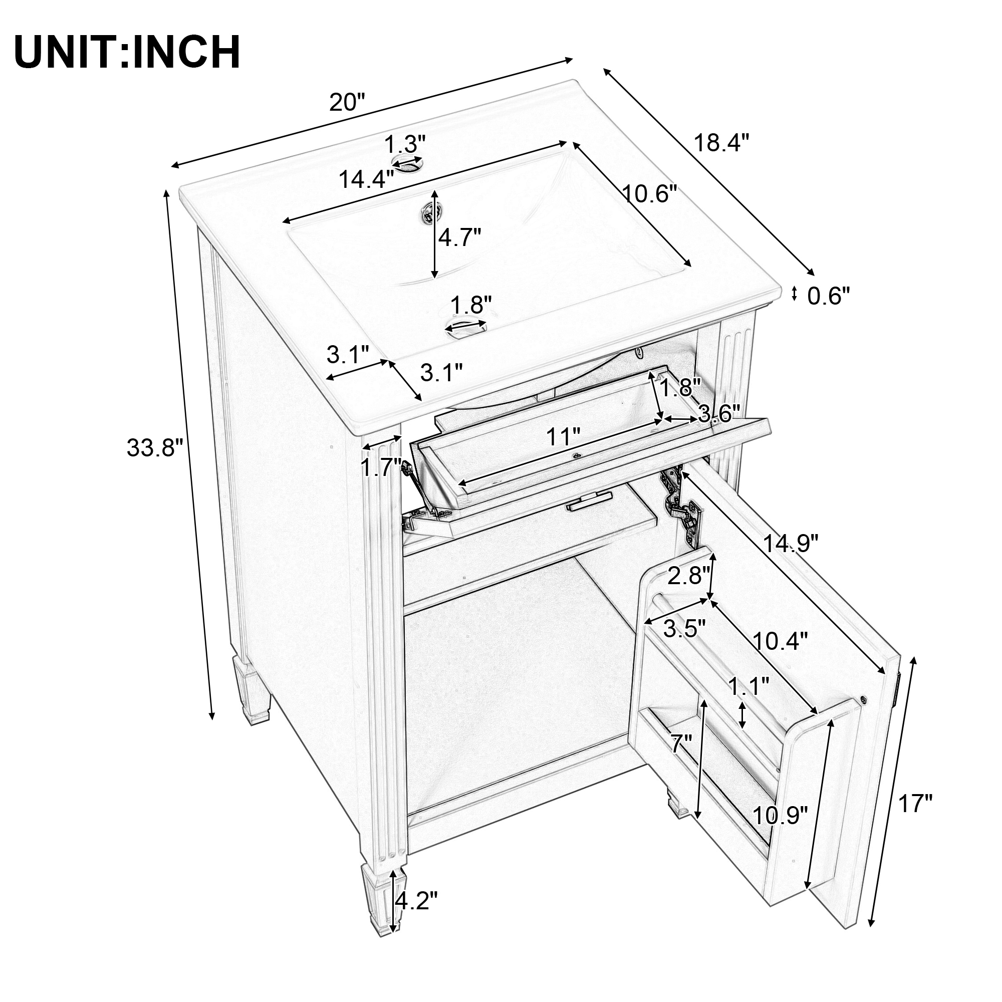 WELLFOR WA918DH Bath-Vanity-Combo - View #7