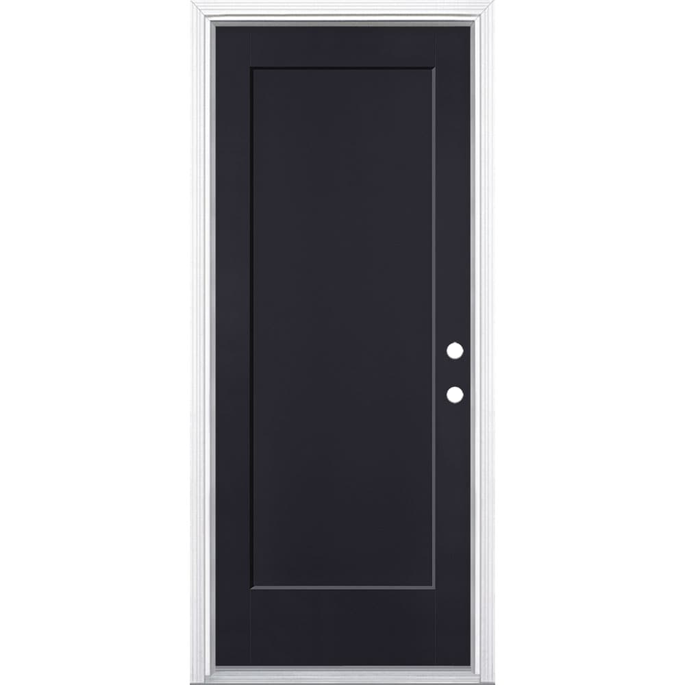 Masonite 5204236 Lincoln Park 32-in x 80-in x 4-9/16-in Fiberglass No glass Left-hand inswing Peppercorn Painted Prehung Front Door with Brickmould Insulating core