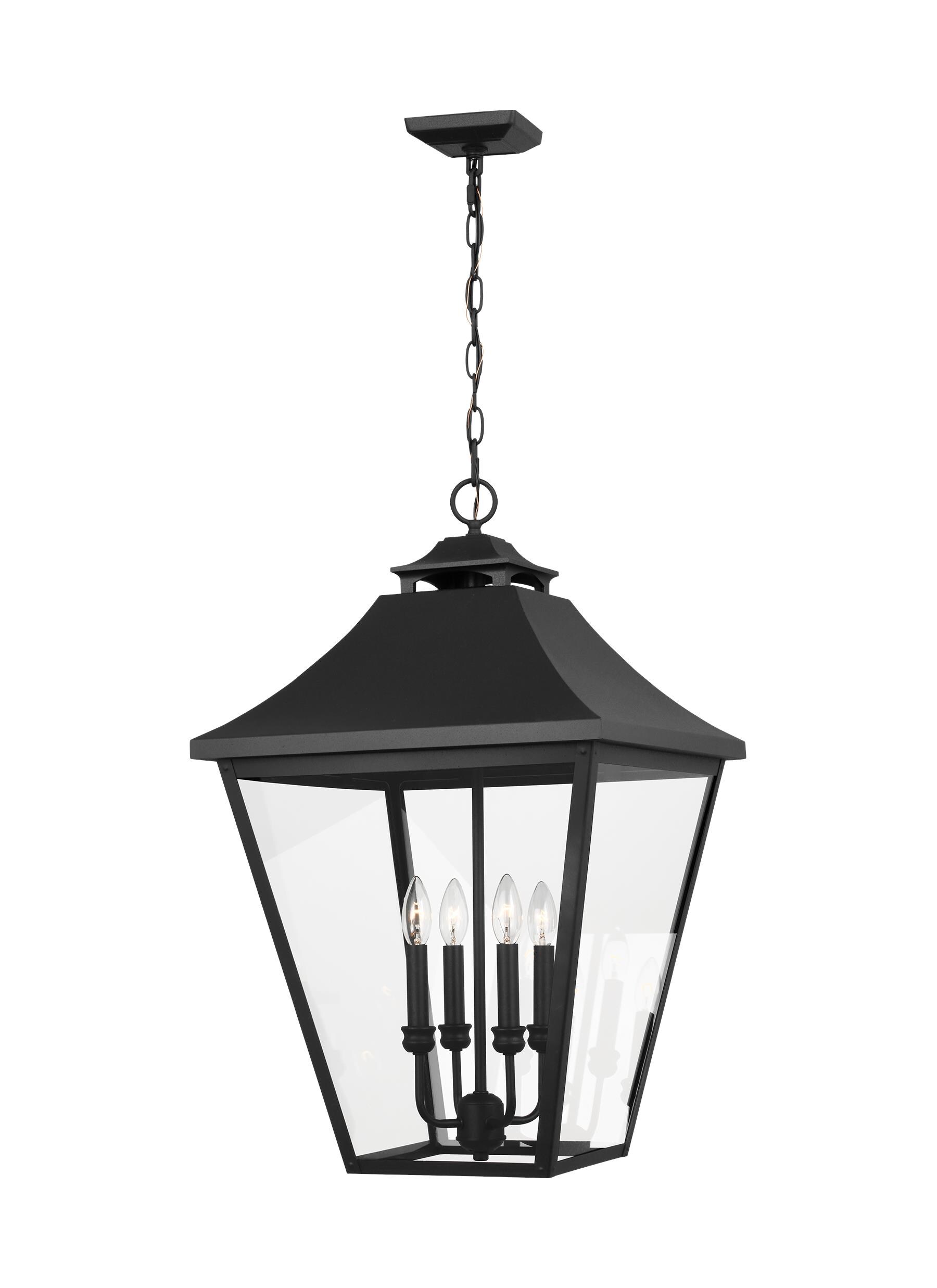 Generation Lighting Galena 4-Light Textured Black Traditional Seeded ...