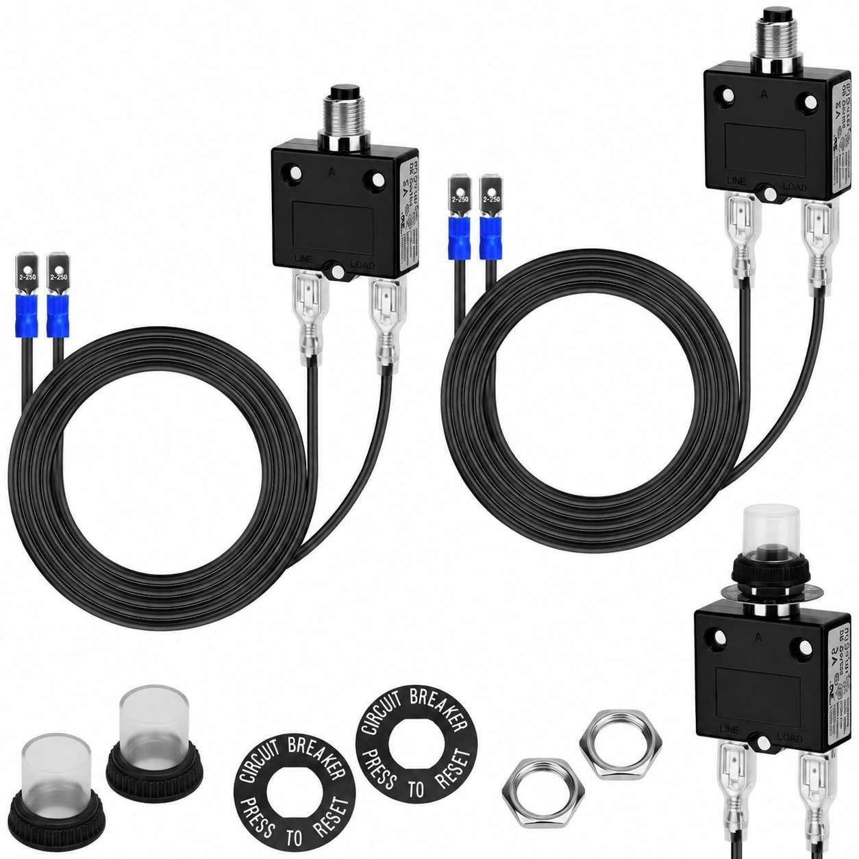 CYIKE  3 AMP and 5 AMP Resettable Fuse Circuit Tester Kit Manual Reset Circuit Breakers for HVAC and Electrical Systems 32V DC 125 250V AC 2 Pack