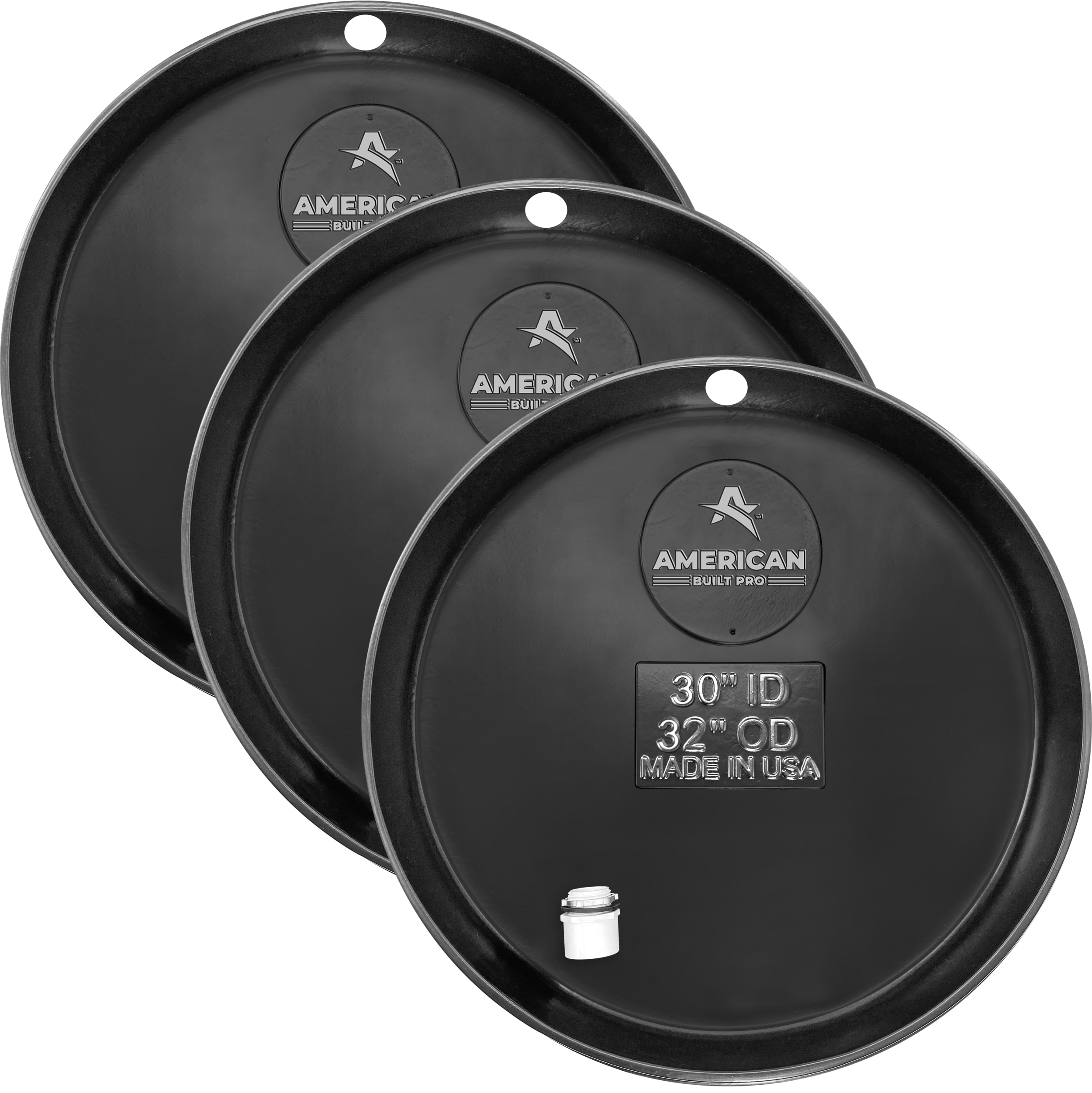 American Built Pro WHP30-DRL P3 30-in ID Plastic Water Heater Drain pan with PVC 3 -Pack