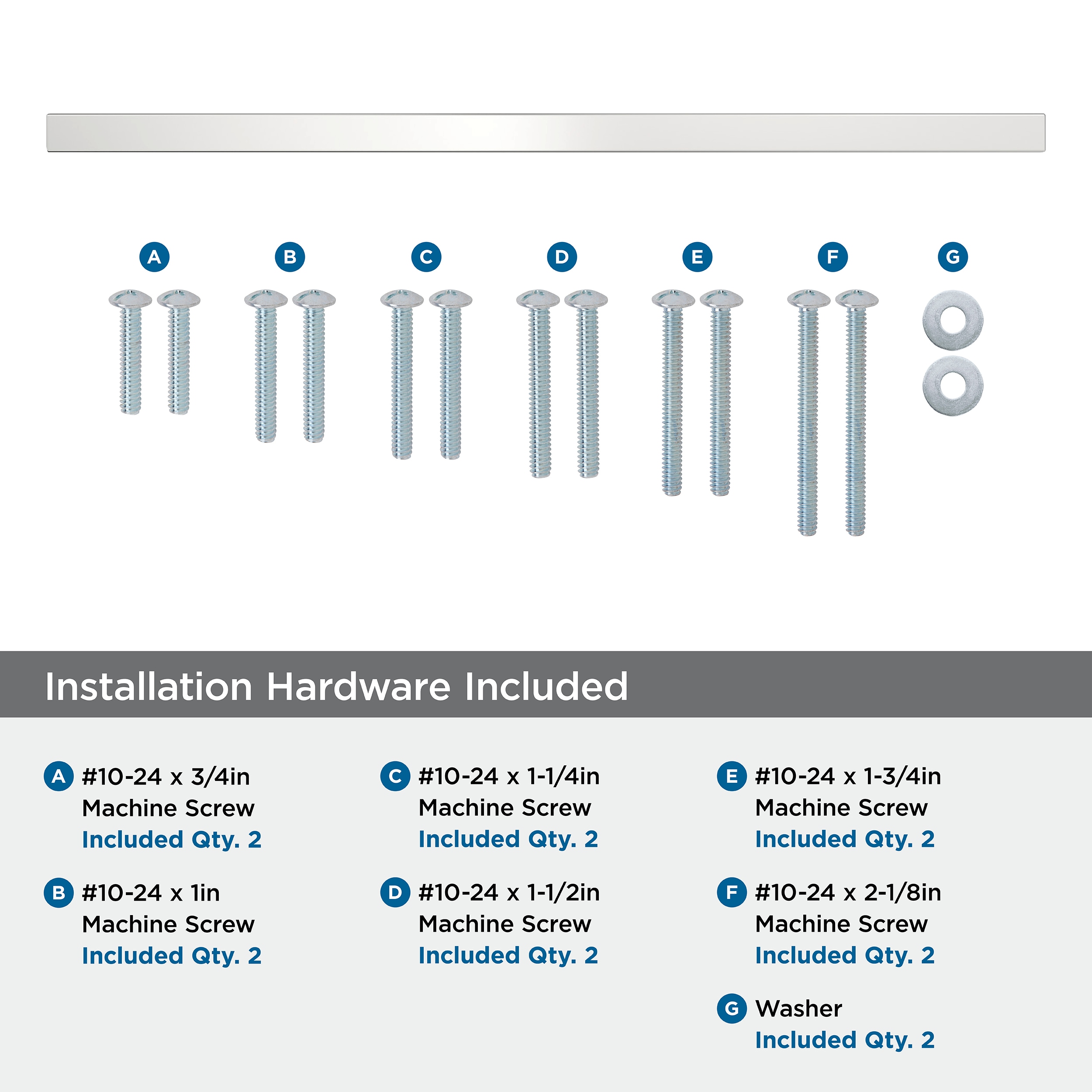Polished Chrome 18" Modern Appliance Pull with Mounting Hardware