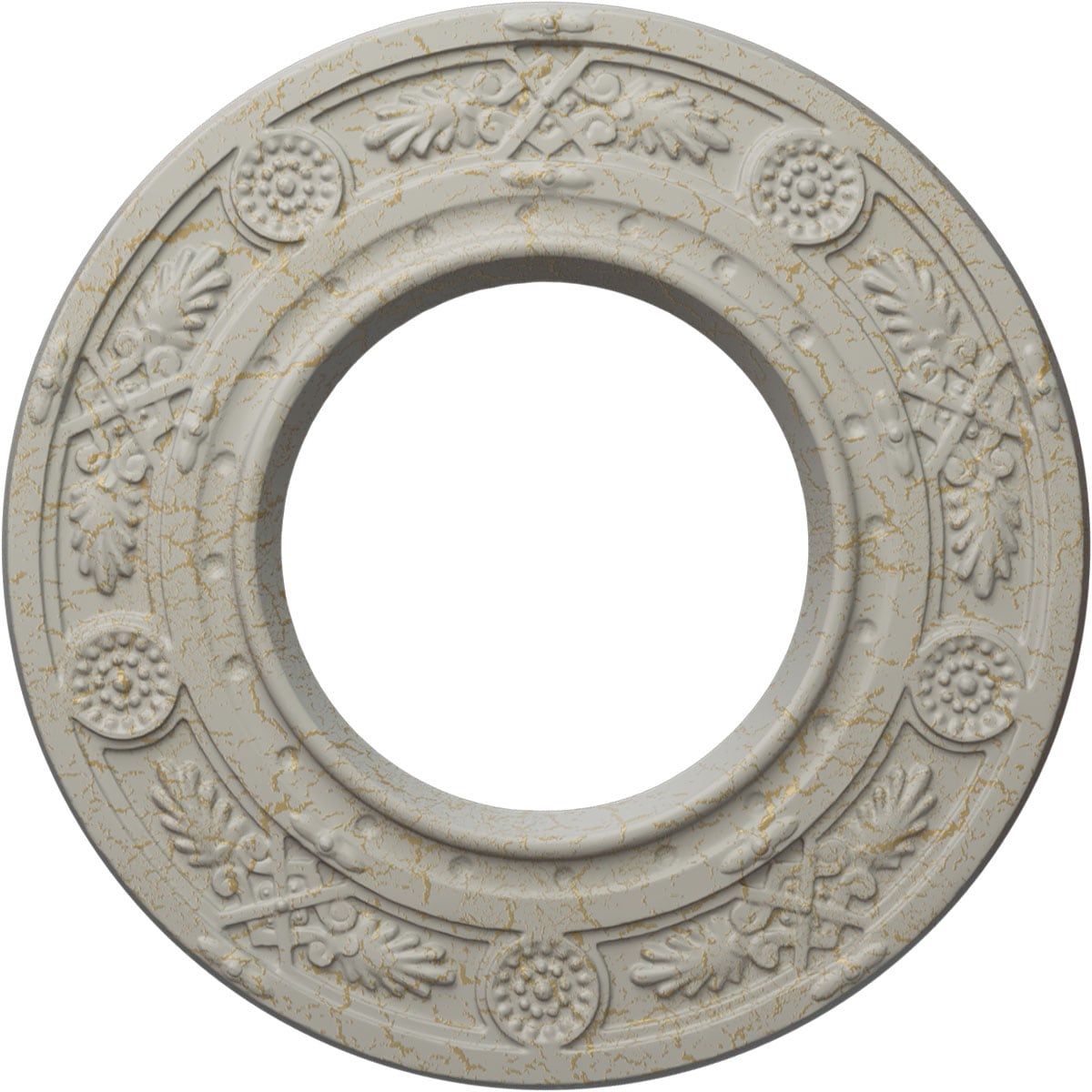 Ekena Millwork CM08DNPCC Daniela 8-in W x 8-in L Painted Pot Of Cream Crackle Polyurethane Whole Ceiling Medallion