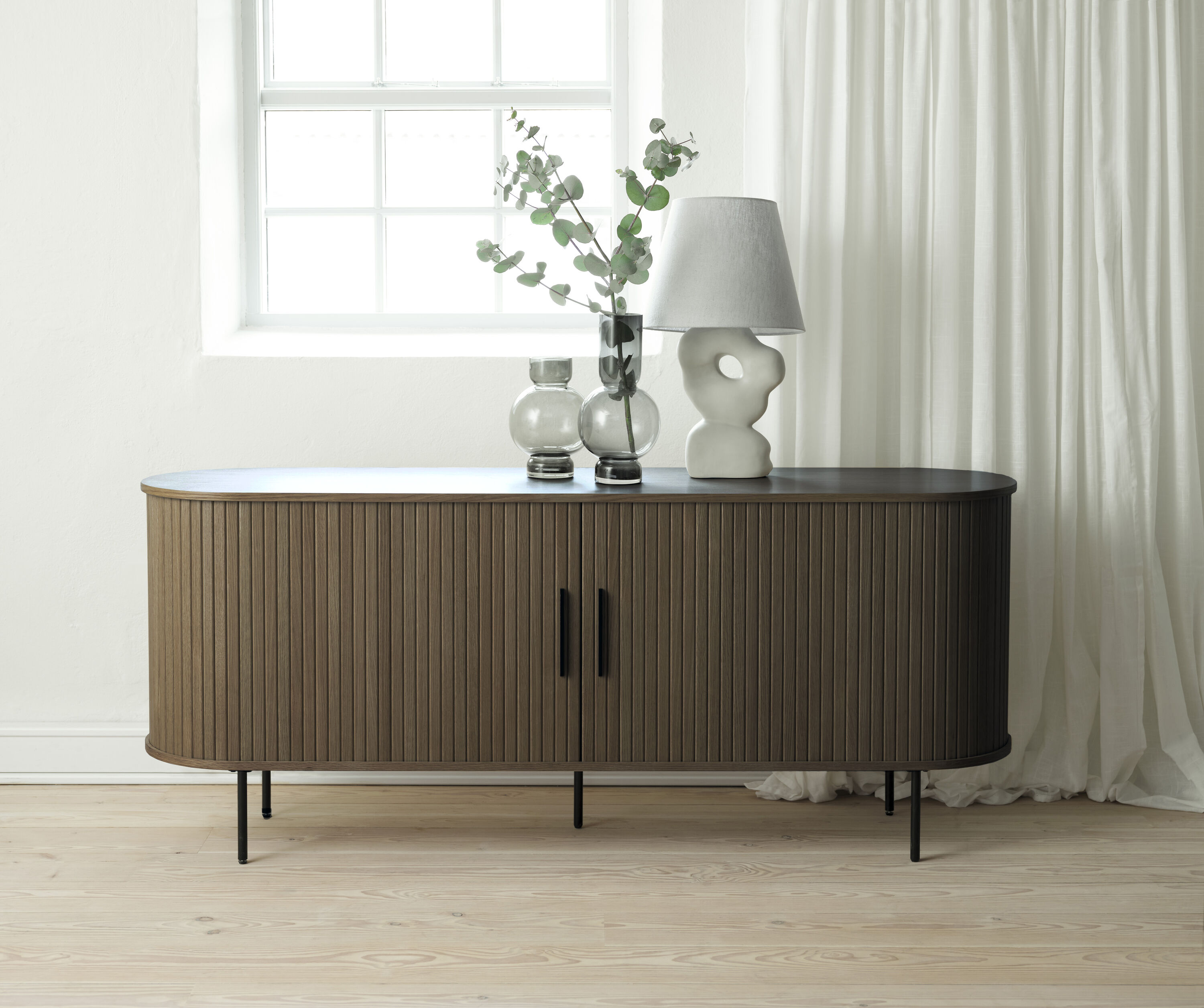  NL-4828-SMO Contemporary/Modern Smoked Oak Oak Sideboard