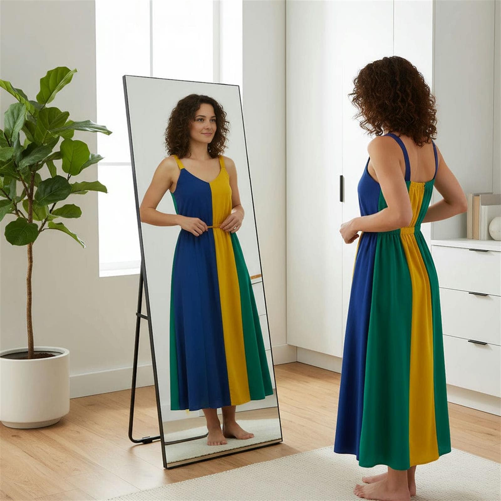 Choco Moon Vertical Frameless FullLength LED Wall Mirror Modern Borderless Design with Integrated Lighting Black