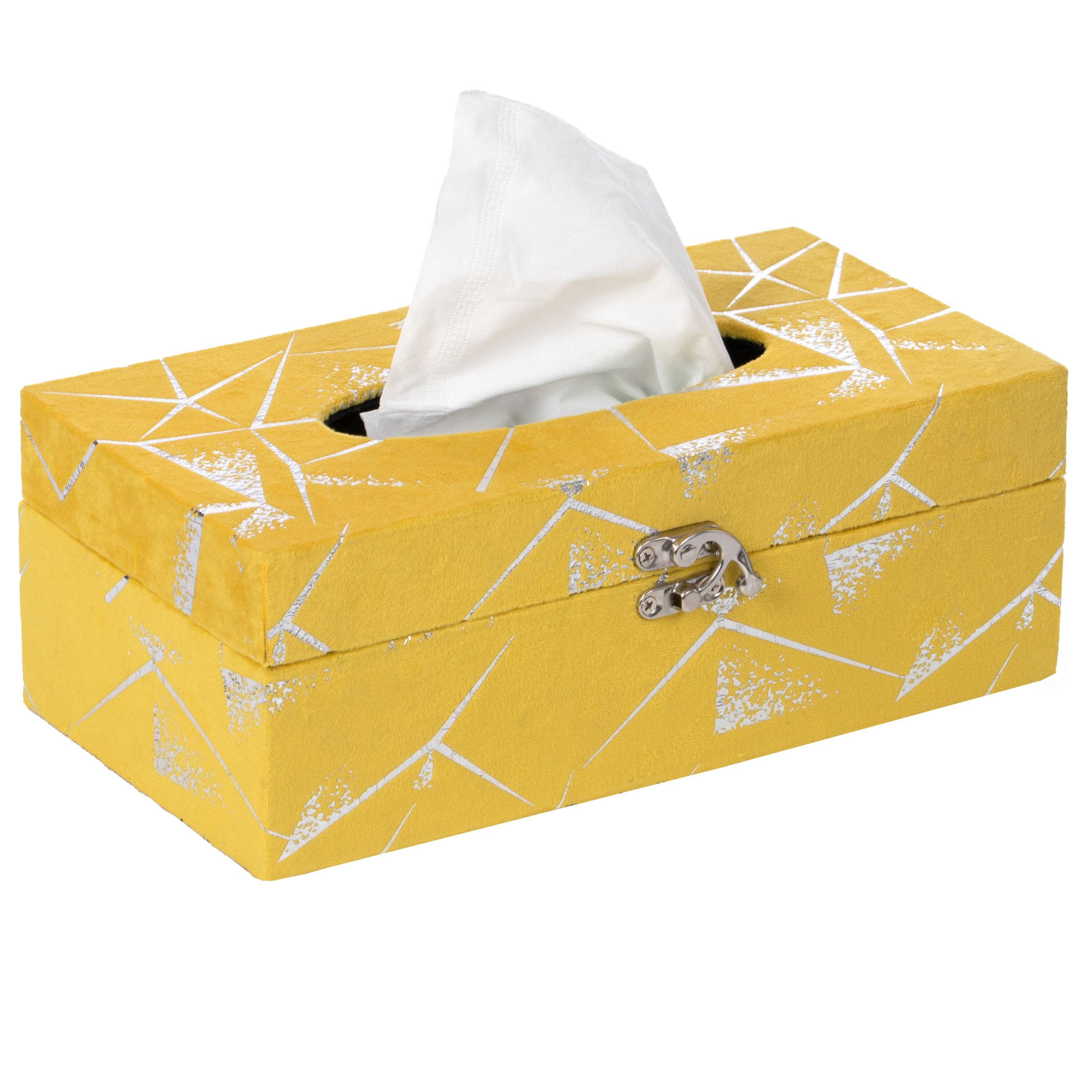 Vintiquewise QI003978-RC-YL Yellow Wood Facial tissue holder