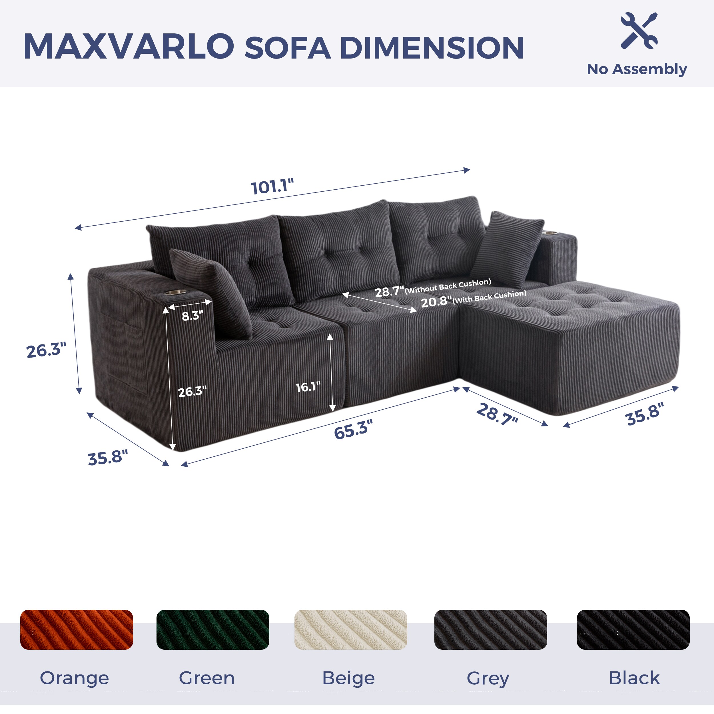 MAXYOYO M-A97-GREY-ABCD Sofas-Loveseats - View #2