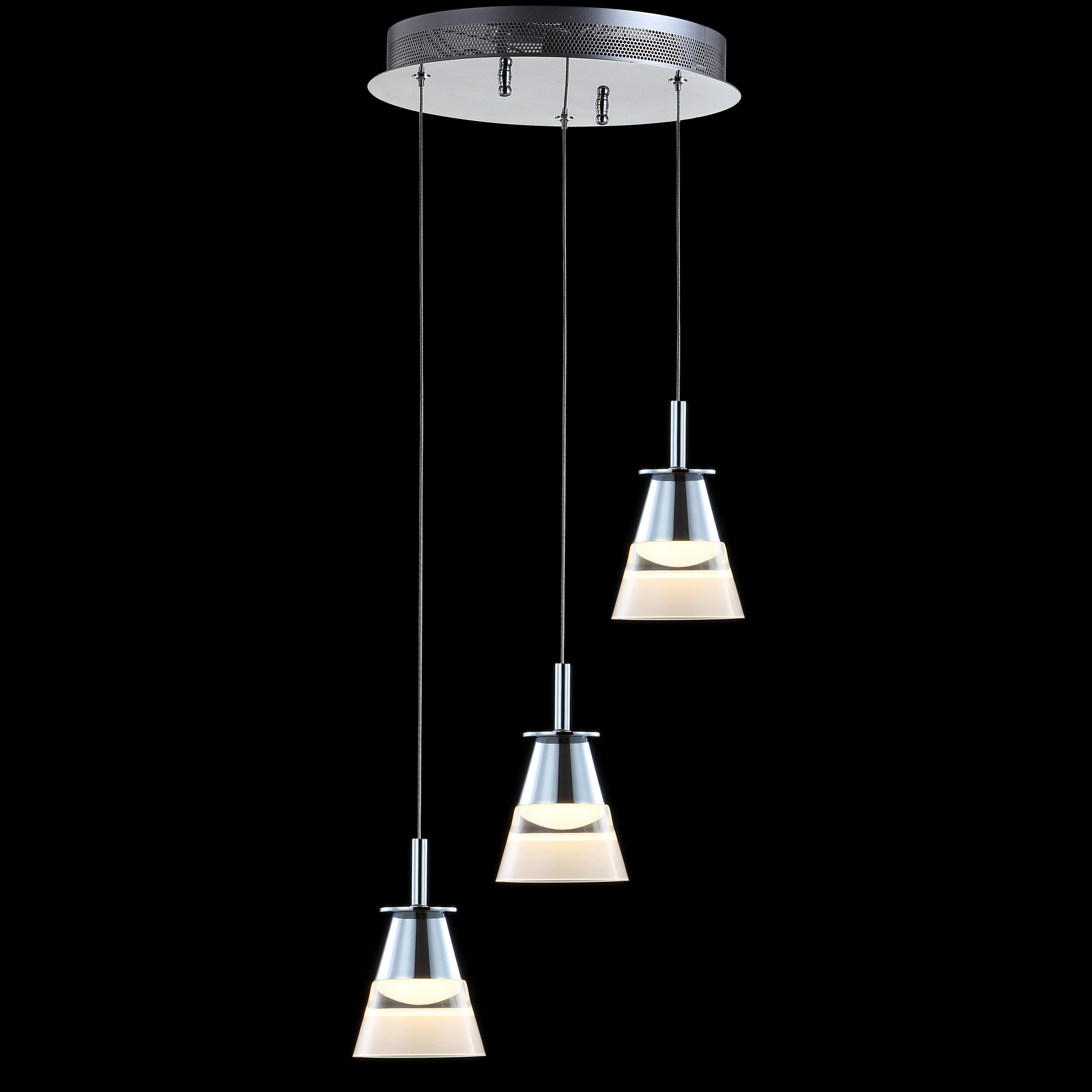 Alain Modern 12.5" Chrome 3-Light Adjustable Cluster LED Pendant