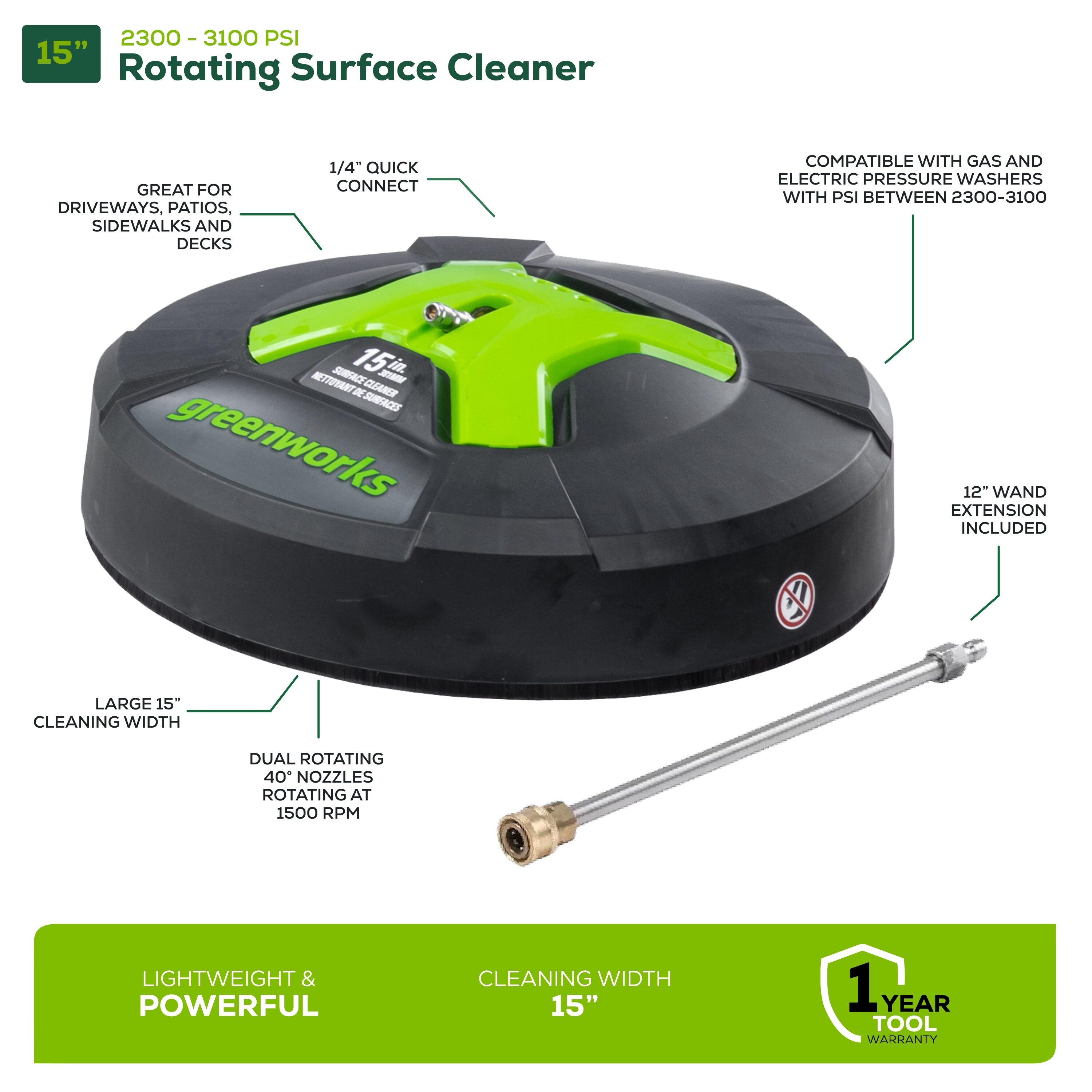 14 in., 3300 PSI Surface Cleaner for Gas and Electric Pressure
