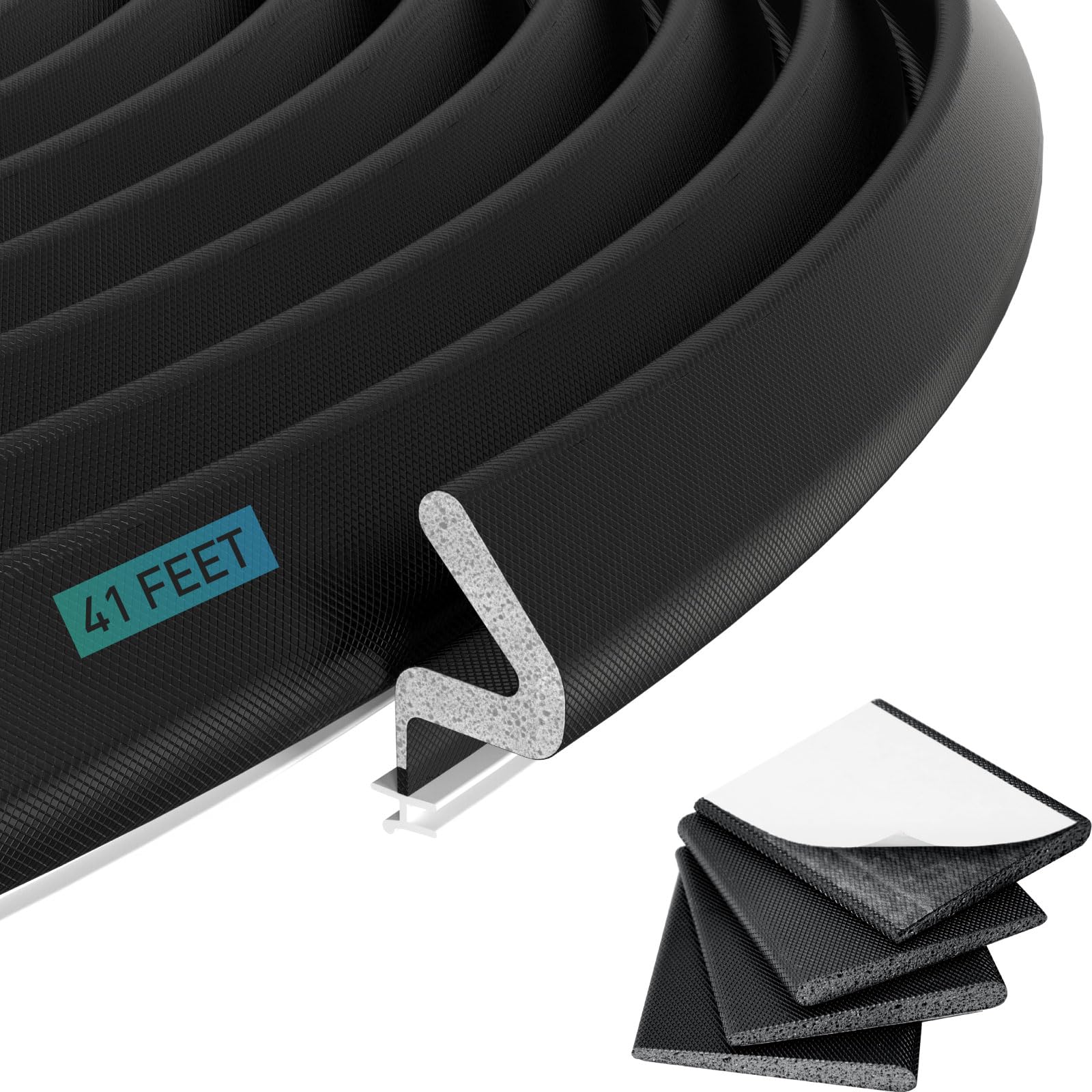AKSCYZM  Weather Stripping Door Seal 41 Feet V Shaped Kerf Weatherstrip with Door Corner Seals for Large Gap Black durable home and garden