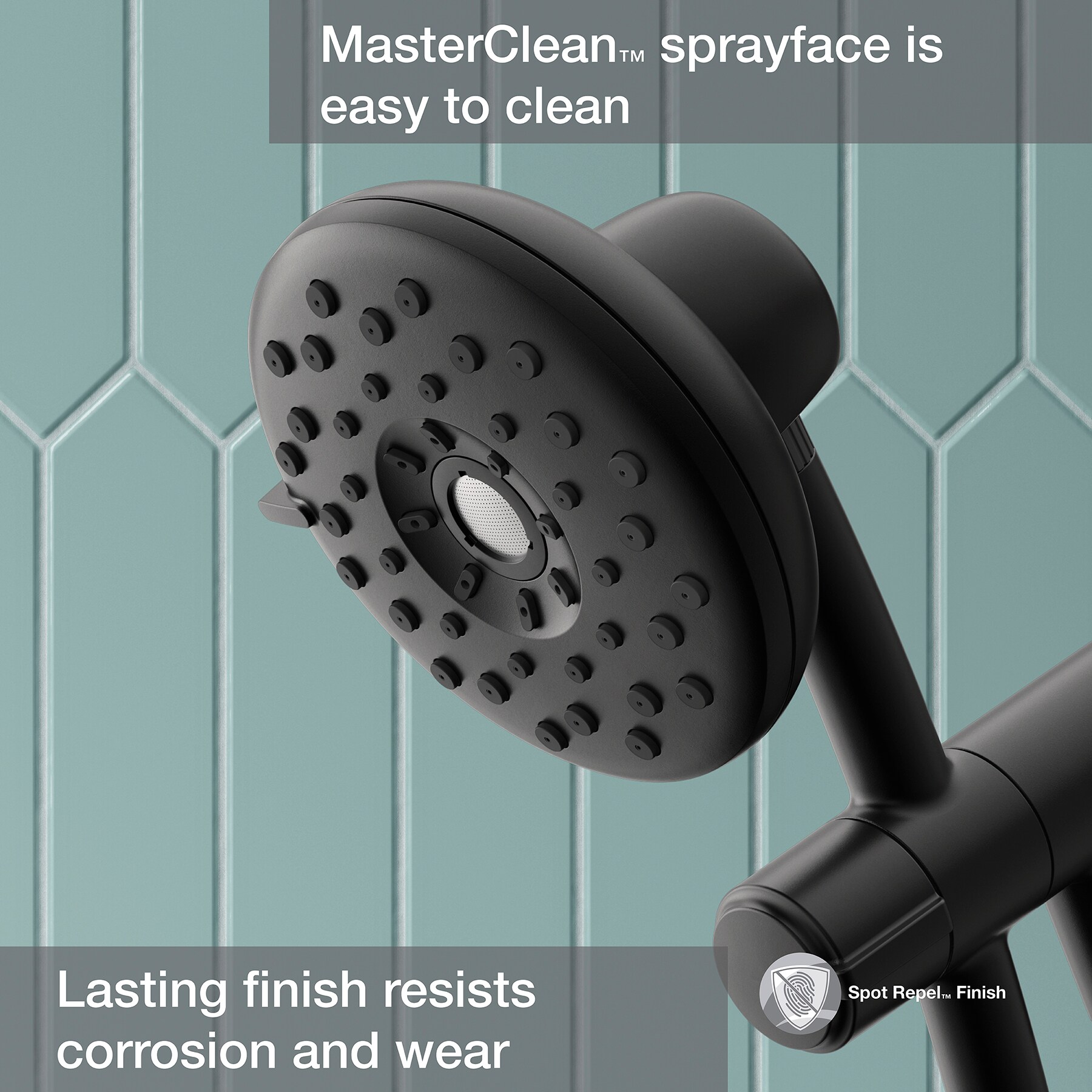 KOHLER Maxton Matte Black Round Shower Head 1.75GPM (6.6