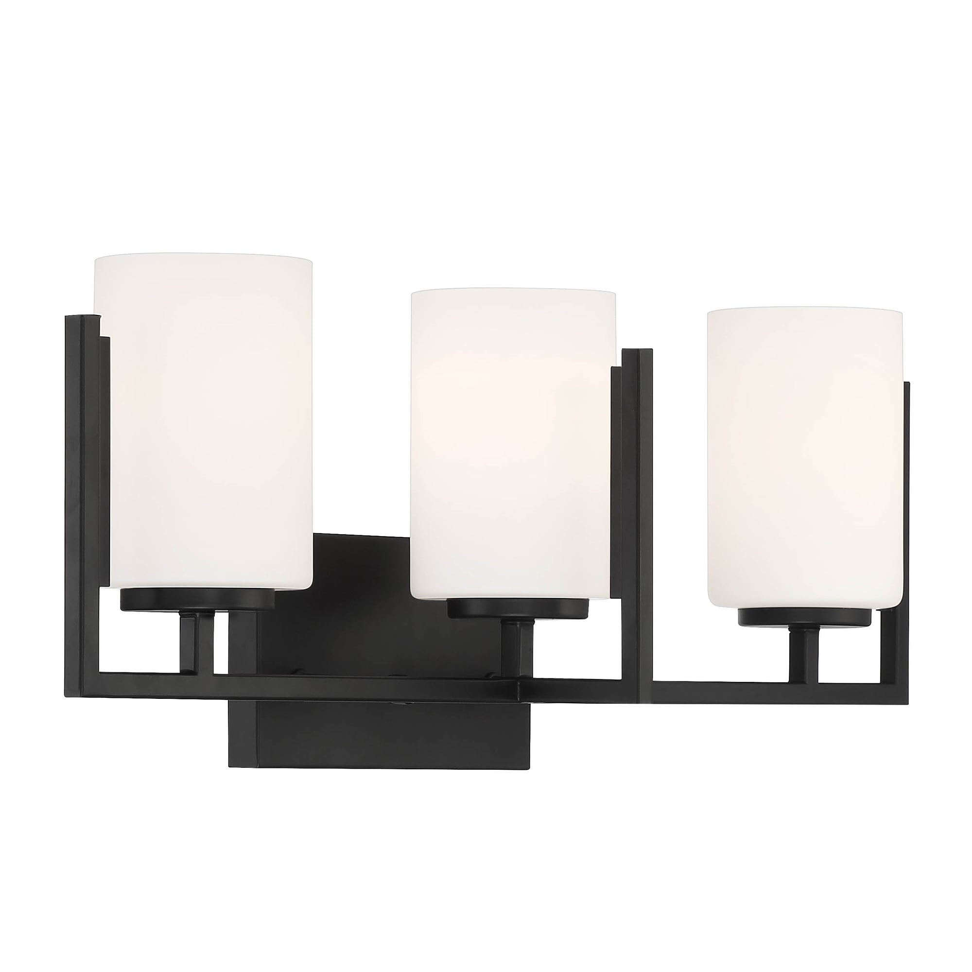 Cambria Modern 24" Matte Black 3-Light Vanity with Etched Opal Shades