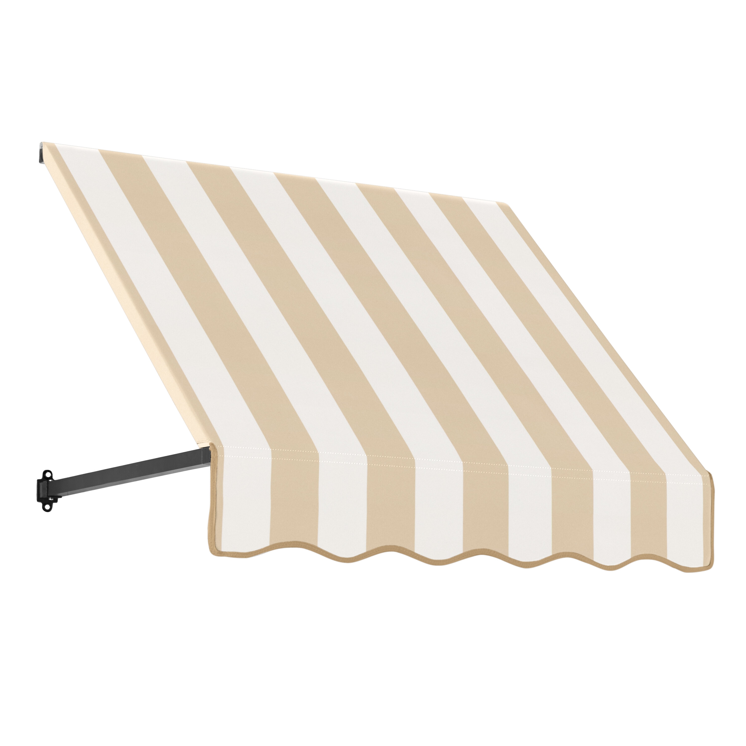 Awntech ER1030-L-4LW Dallas Retro 52.5-in Wide x 30-in Projection x 16-in Height Fabric Linen/White Stripe Striped Fixed Window/Door Awning