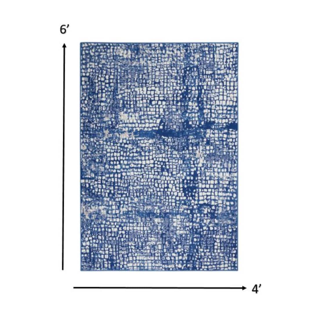 HomeRoots 4000385856 4 x 6 (ft) Polypropylene Ivory Navy Rectangular Indoor Abstract Area rug
