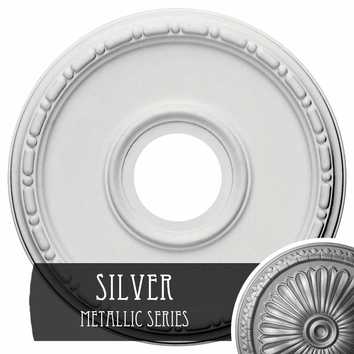Ekena Millwork CM16MESLS Medea 16.5-in W x 16.5-in L Painted Silver Polyurethane Whole Ceiling Medallion