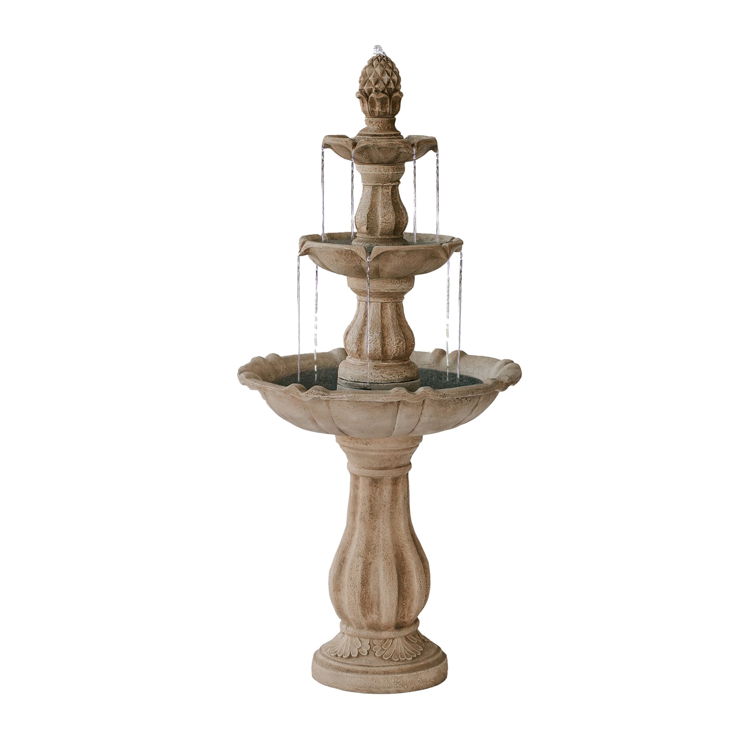 XBrand FT973615BE 51-in H Resin Electric Powered Tiered Outdoor Fountain Pump Included