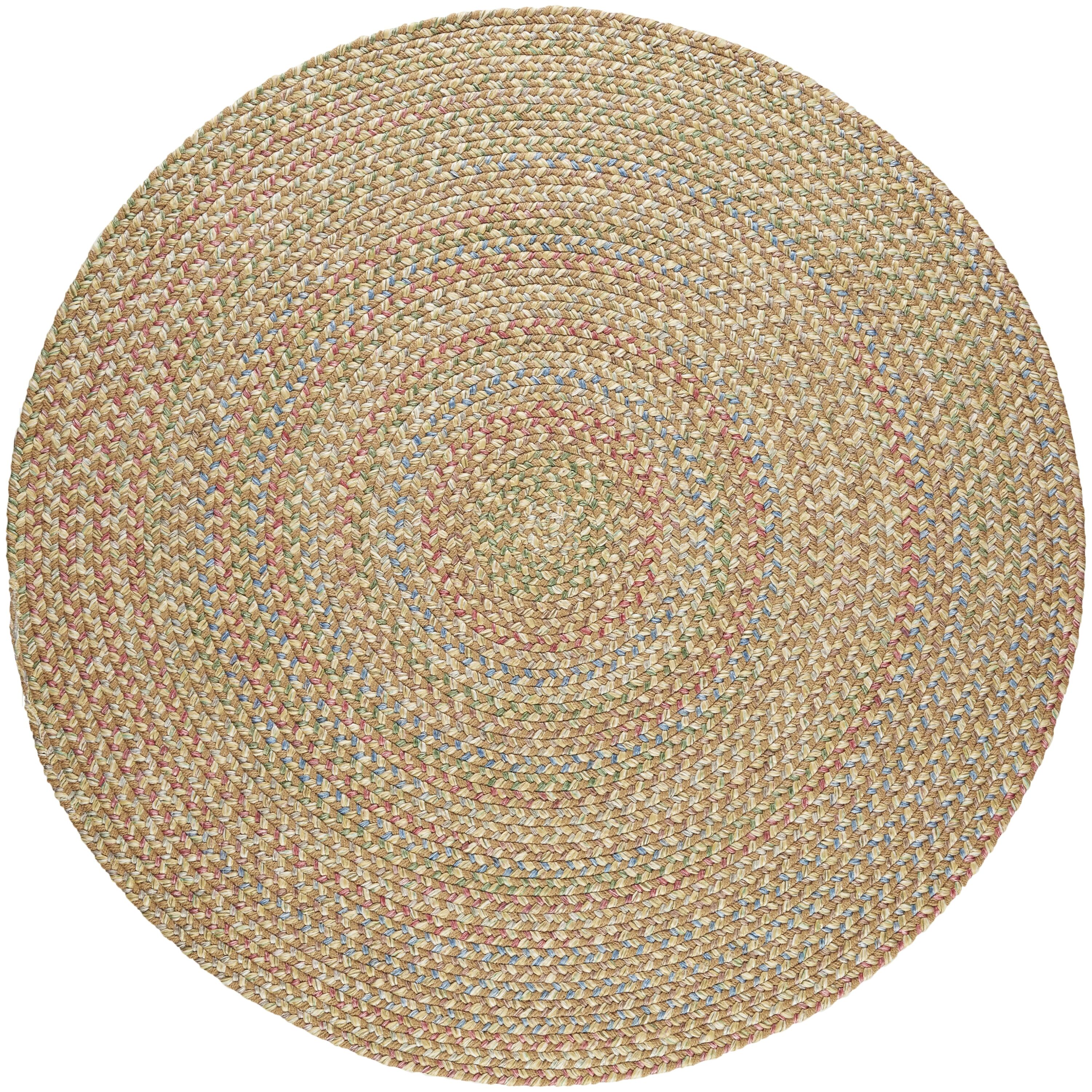 Rhody Rug KA53R096X096 8 x 8 (ft) Braided Polypropylene Camel Round Indoor/Outdoor Geometric Area rug