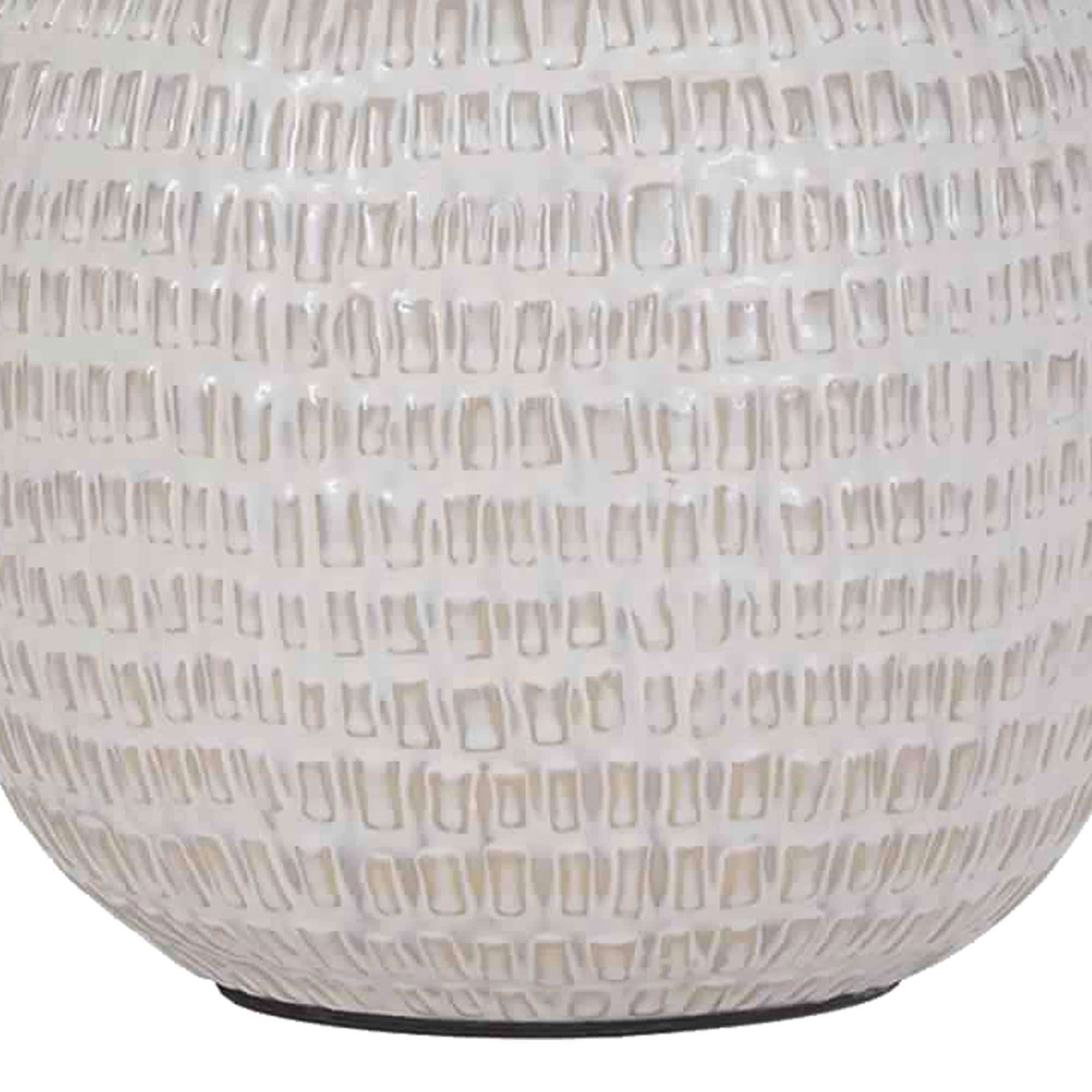 Beige Ceramic Table Lamp with Natural Shade and 3-Way Switch