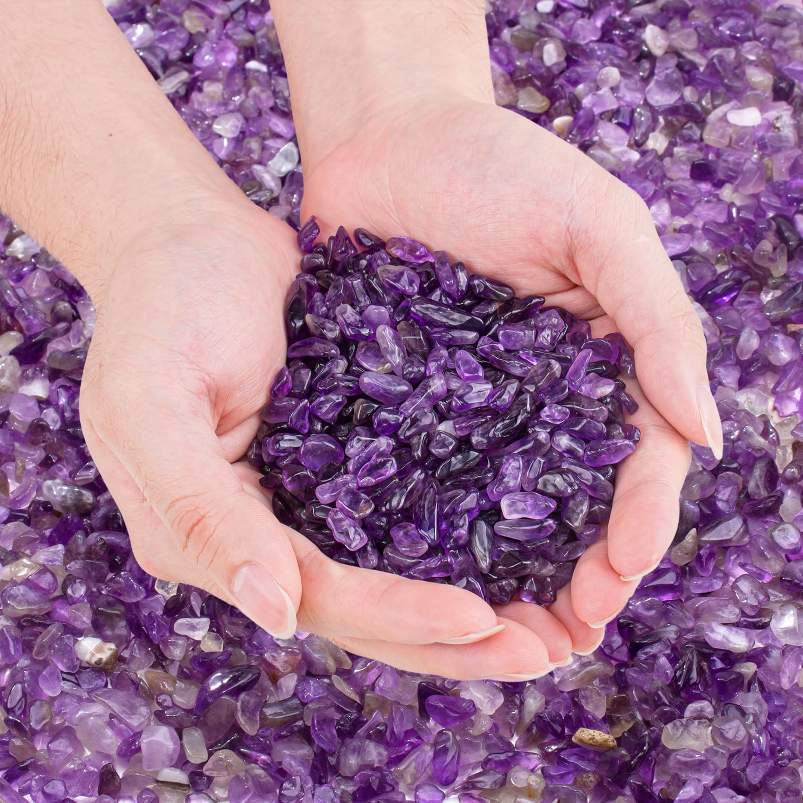 ITOPFOX Amethyst Quartz Crystal Chips Half Pound Natural Purple Stones for Healing Reiki Vase Filler Aquarium Gravel Rocks Plant Decoration 5 to #S05IT13062