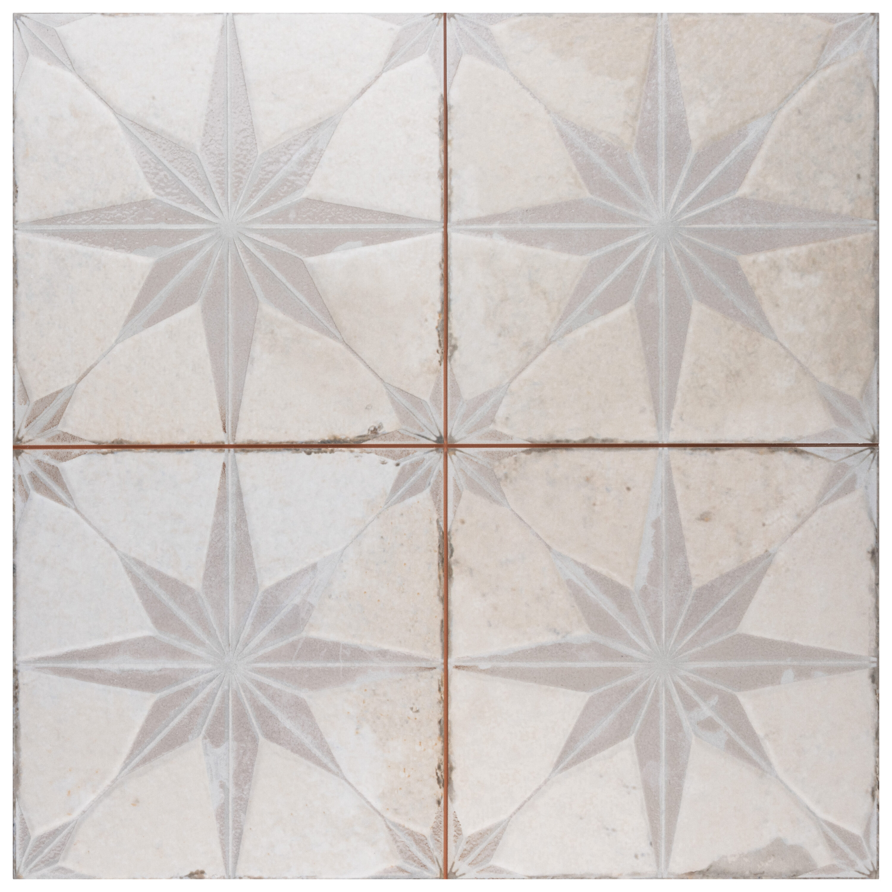 Affinity Tile S1FPESTRLW Sample - Kings Star Luxe White 8-in x 8-in Multi-finish Ceramic Patterned Floor and Wall Tile