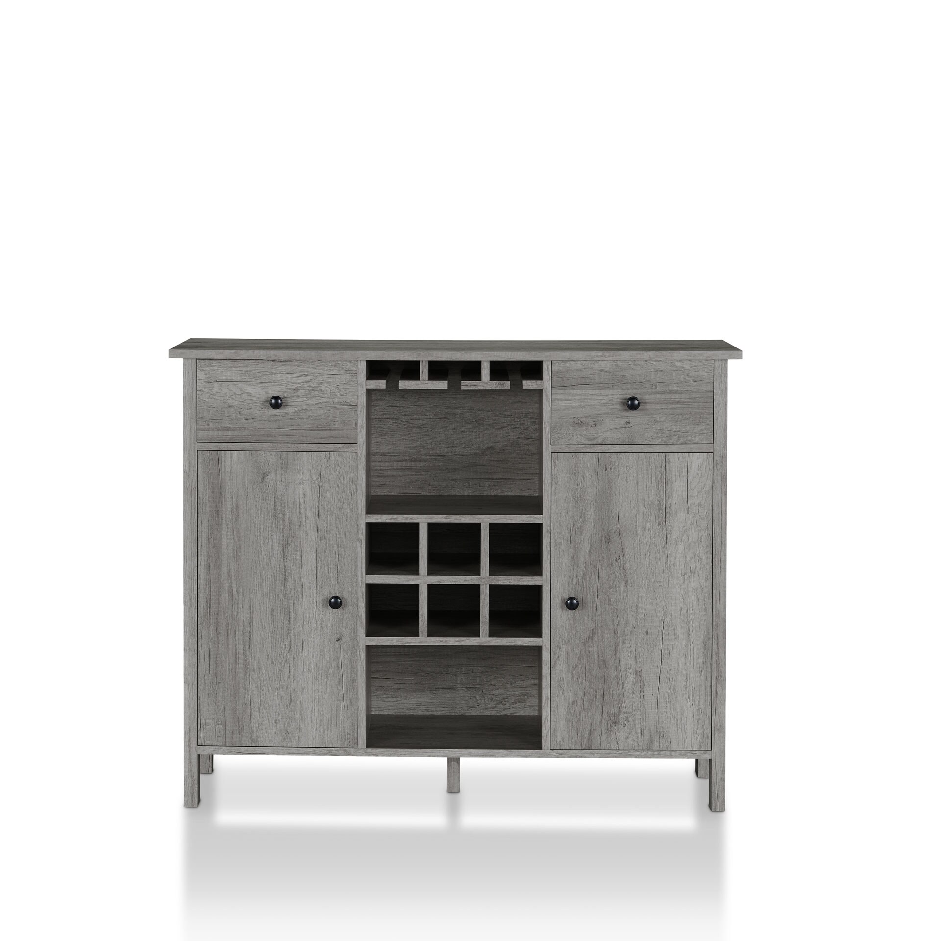 Brigman Contemporary/Modern Vintage Gray Oak Sideboard with Wine Storage | - Furniture of America YNJ-19702C35