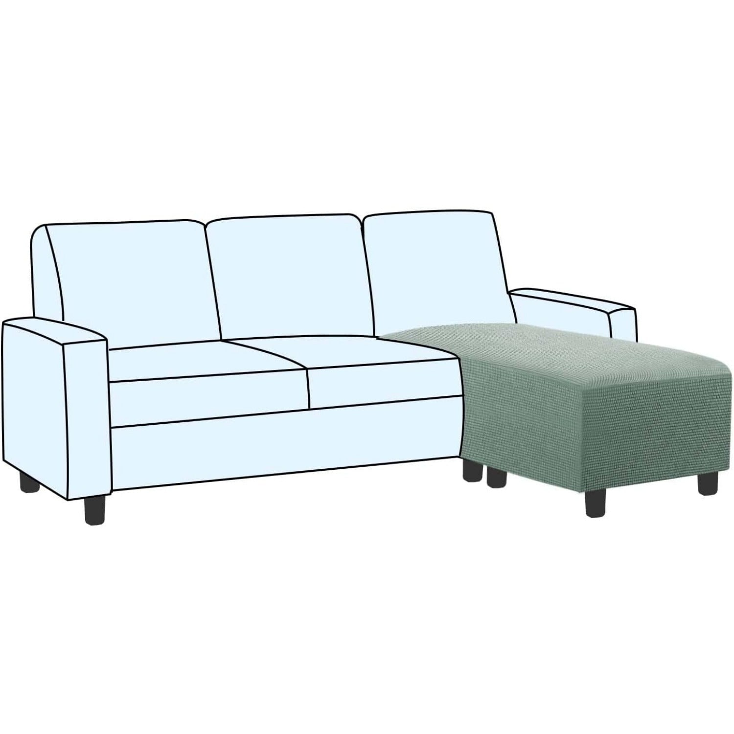  Stretch Ottoman Slipcover Sage XXLarge Rectangular Fit