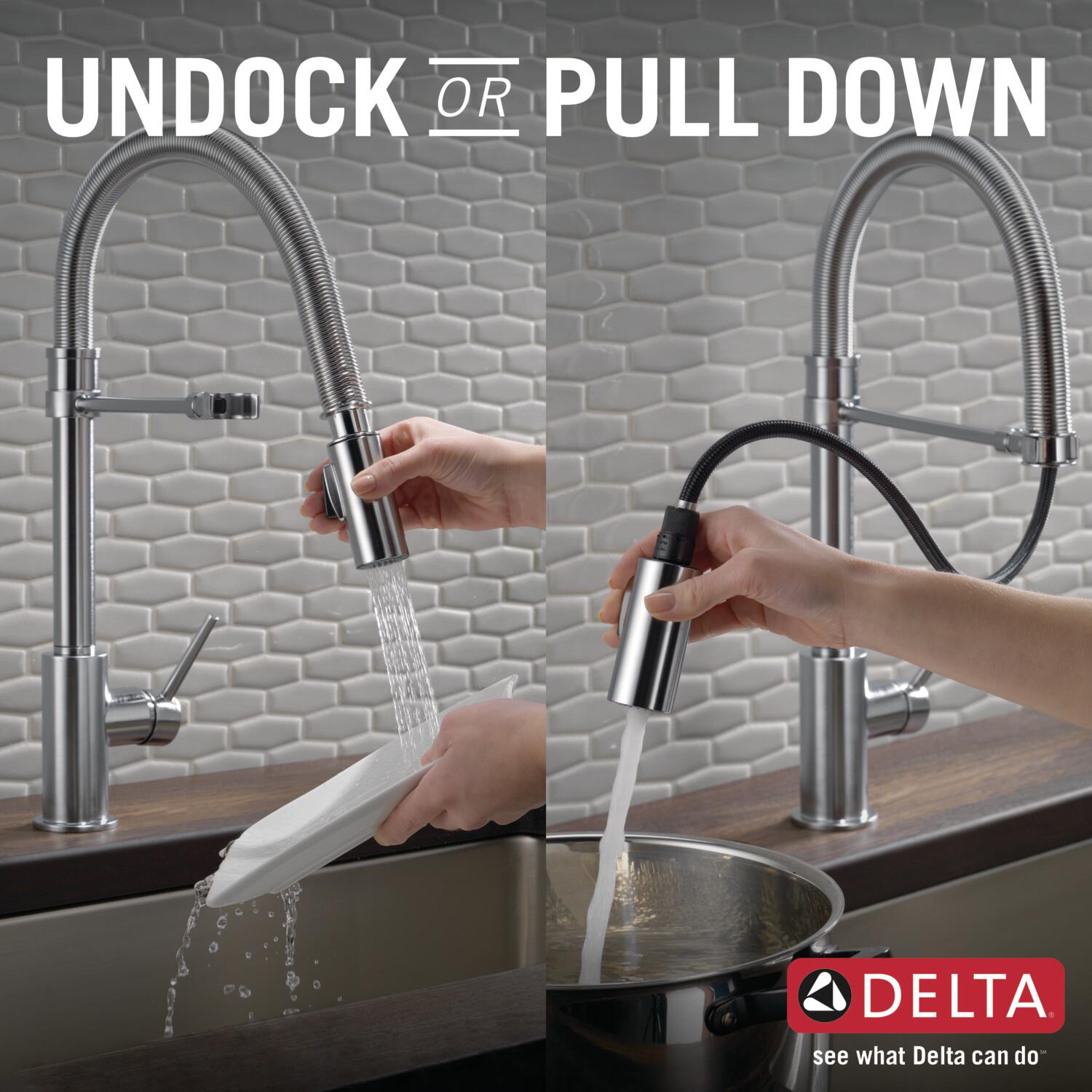 Delta Trinsic Pro Arctic Stainless 2 handle Pull down Kitchen