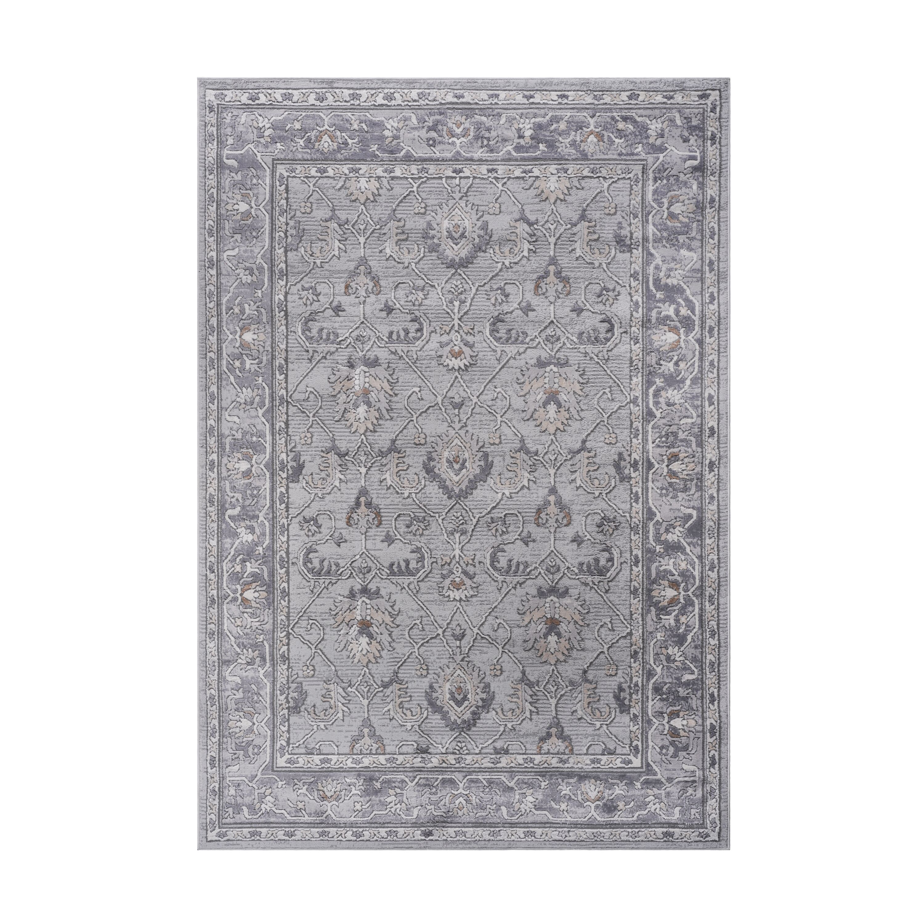 LOVMOR - Collection 5X7 Ivory / Grey / Oriental Non-Shedding Living Room Bedroom Dining Home Offi...