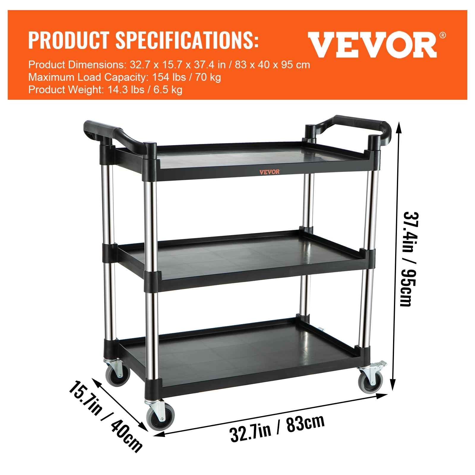 VEVOR FWT83X40X95CM1LXQV0 Utility-Carts - View #8