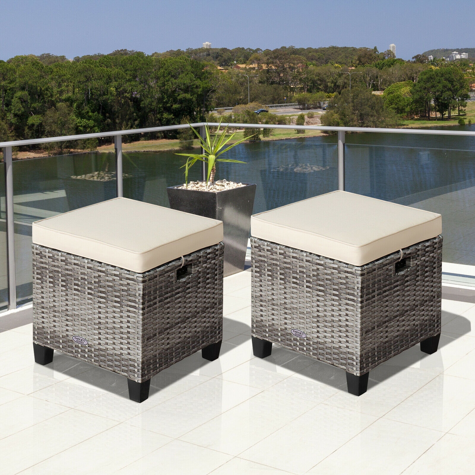 WELLFOR OUG67568WH Stools-Ottomans - View #12