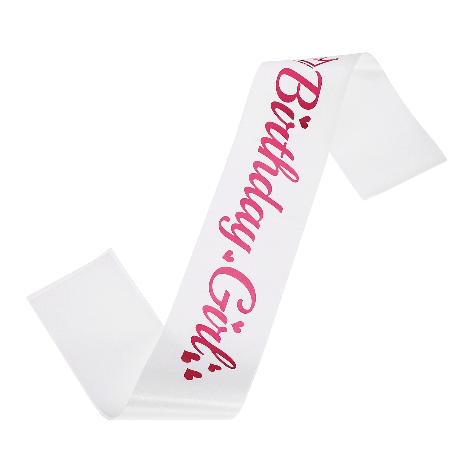 Unique Bargains Birthday Girls Sash with Pin Pink Foil Lettering Party Favors Supplies Decorations Accessories for Women Costume Gifts Sweet Birth Day White #S26051100UX7337