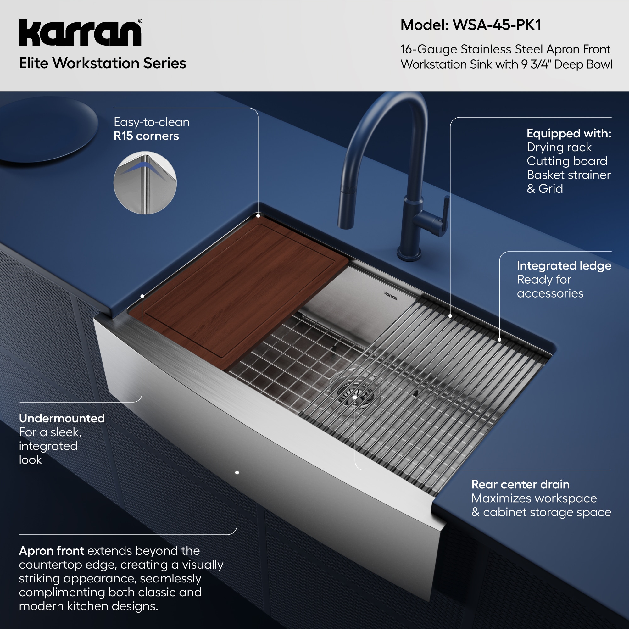Karran WSA-45-PK1 Kitchen-Sinks - View #4