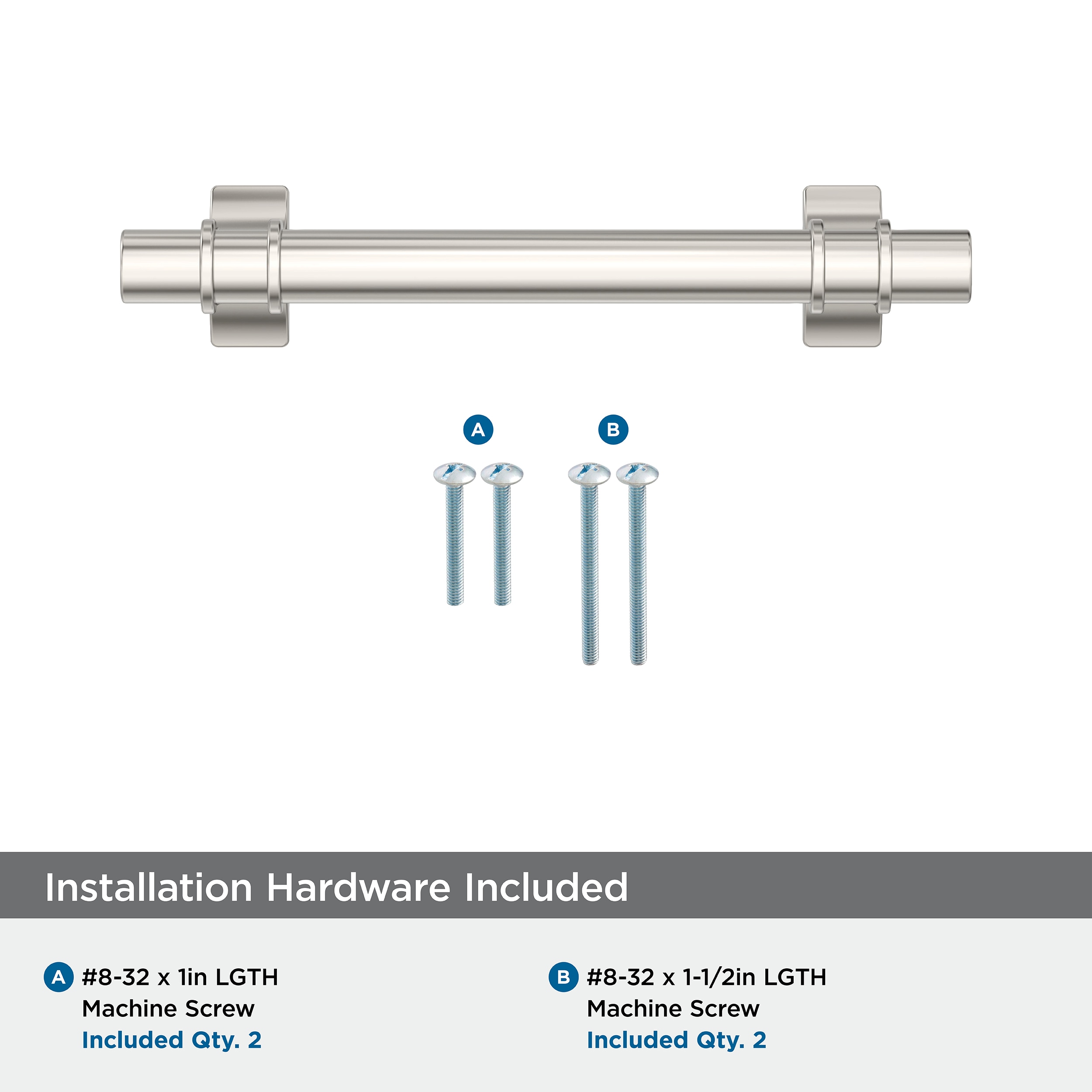 Polished Nickel 3-3/4 Inch Modern Industrial Cabinet Pull