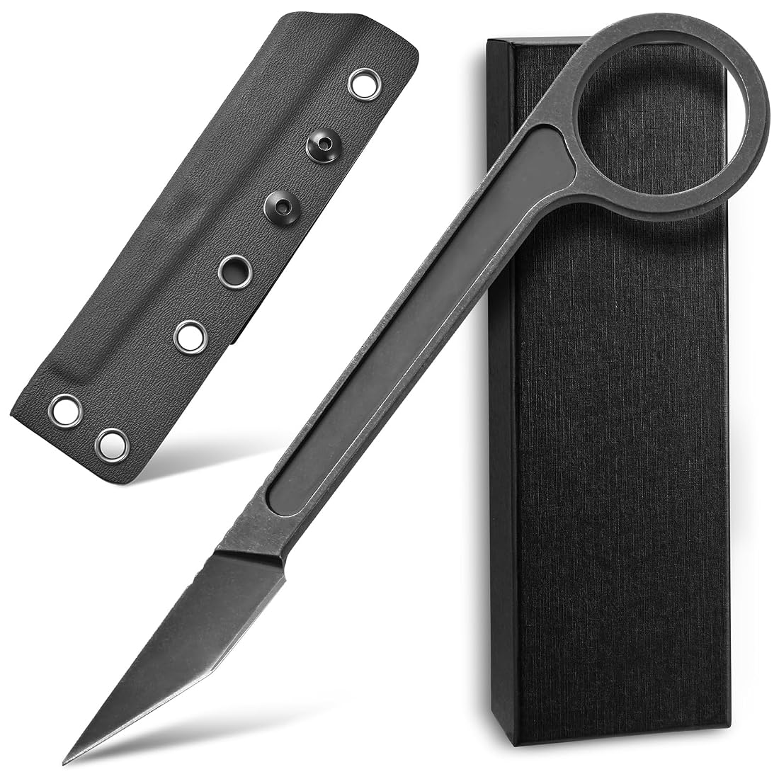 Aoibox  D2 Fixed Blade EDC Knife with Stainless Steel Handle and Kydex Sheath for Outdoor and Home Use
